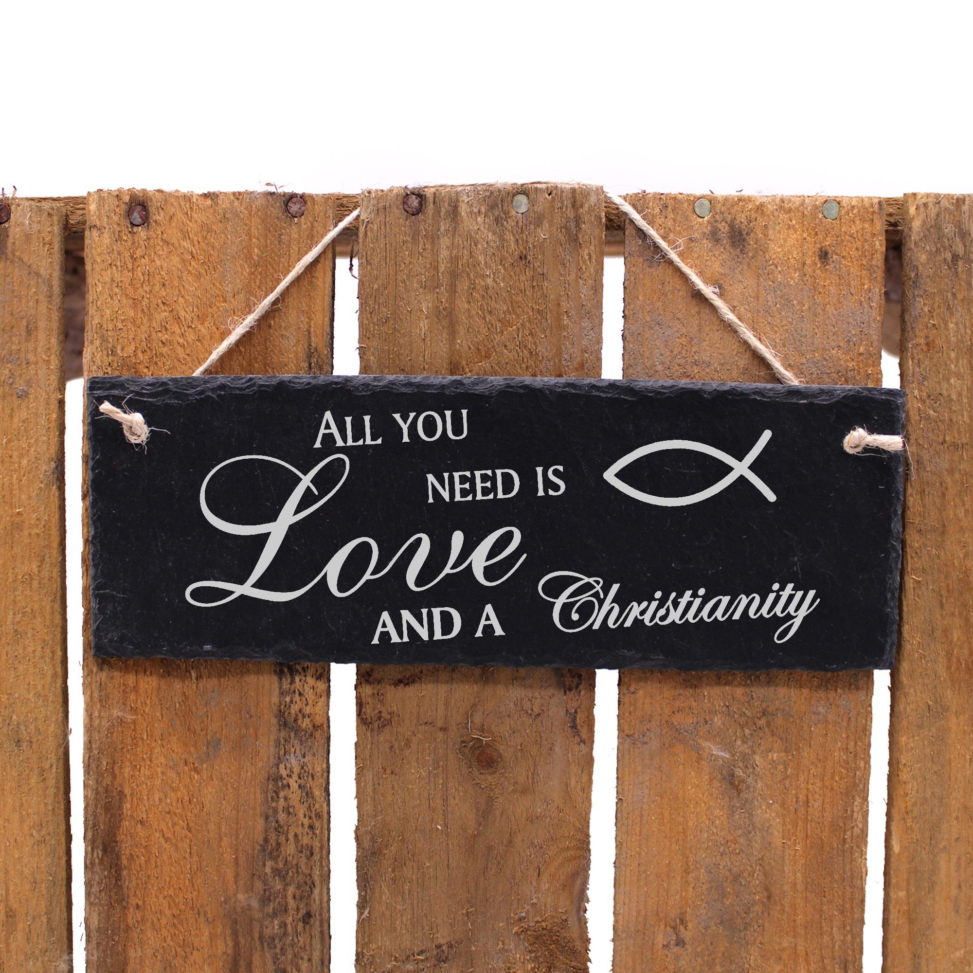 Dekolando Hängedekoration Christenfisch 22x8cm All need and is you a Christianity Love