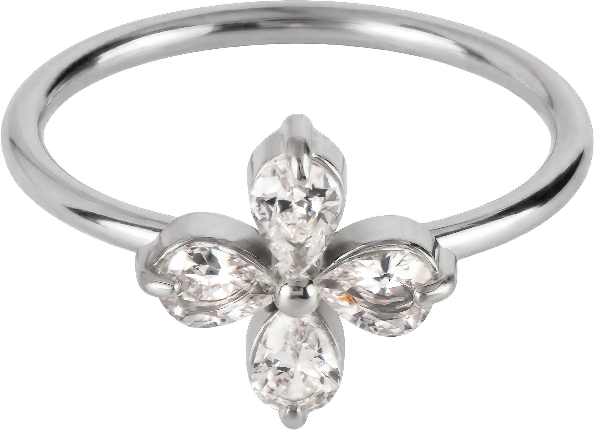 Jacques Lemans Fingerring Blume, mit Zirkonia (synth)