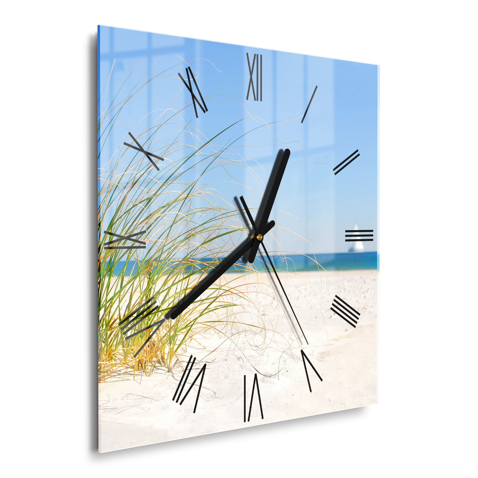 DEQORI Wanduhr 'Meeresweite Stille' (Glas Glasuhr modern Wand Uhr Design Küchenuhr)