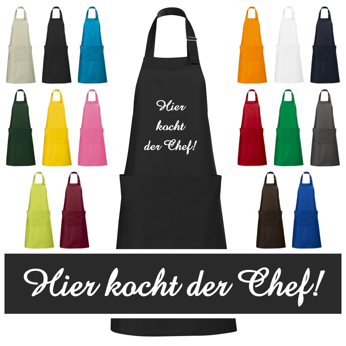 Schnoschi Kochschürze Hochwertige Küchenschürze mit Hier kocht der Chef! bestickt, Stickerei mit Hier kocht der Chef!