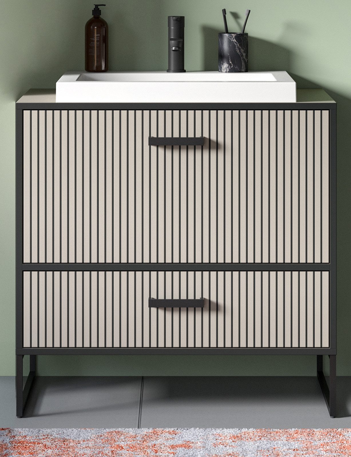 Inn.Furn Waschtisch Scana (Waschplatz inklusive Waschbecken, Sand und schwa günstig online kaufen