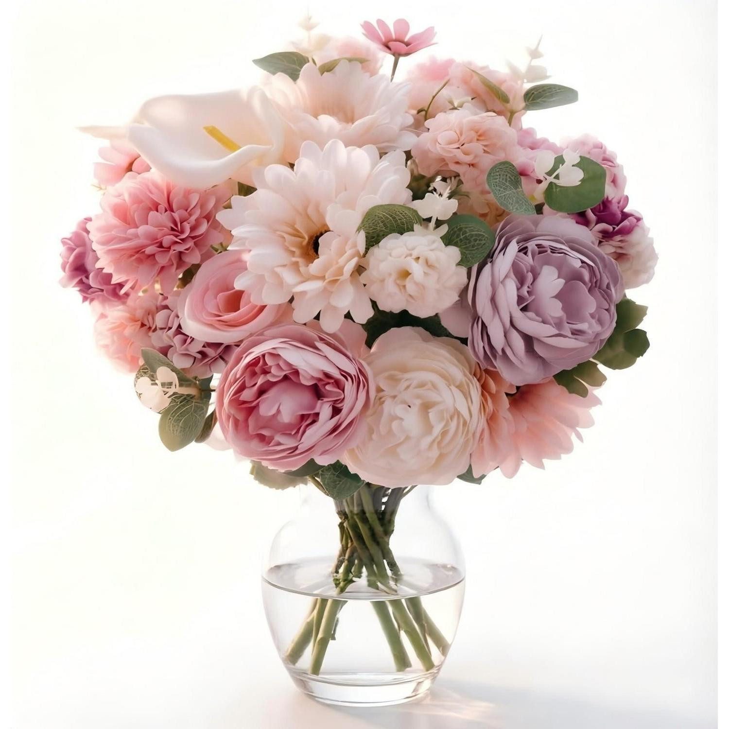 Kunstblumenstrauß Künstliche Pfingstrose Weiß, LuxusKollektion, Höhe 40 cm