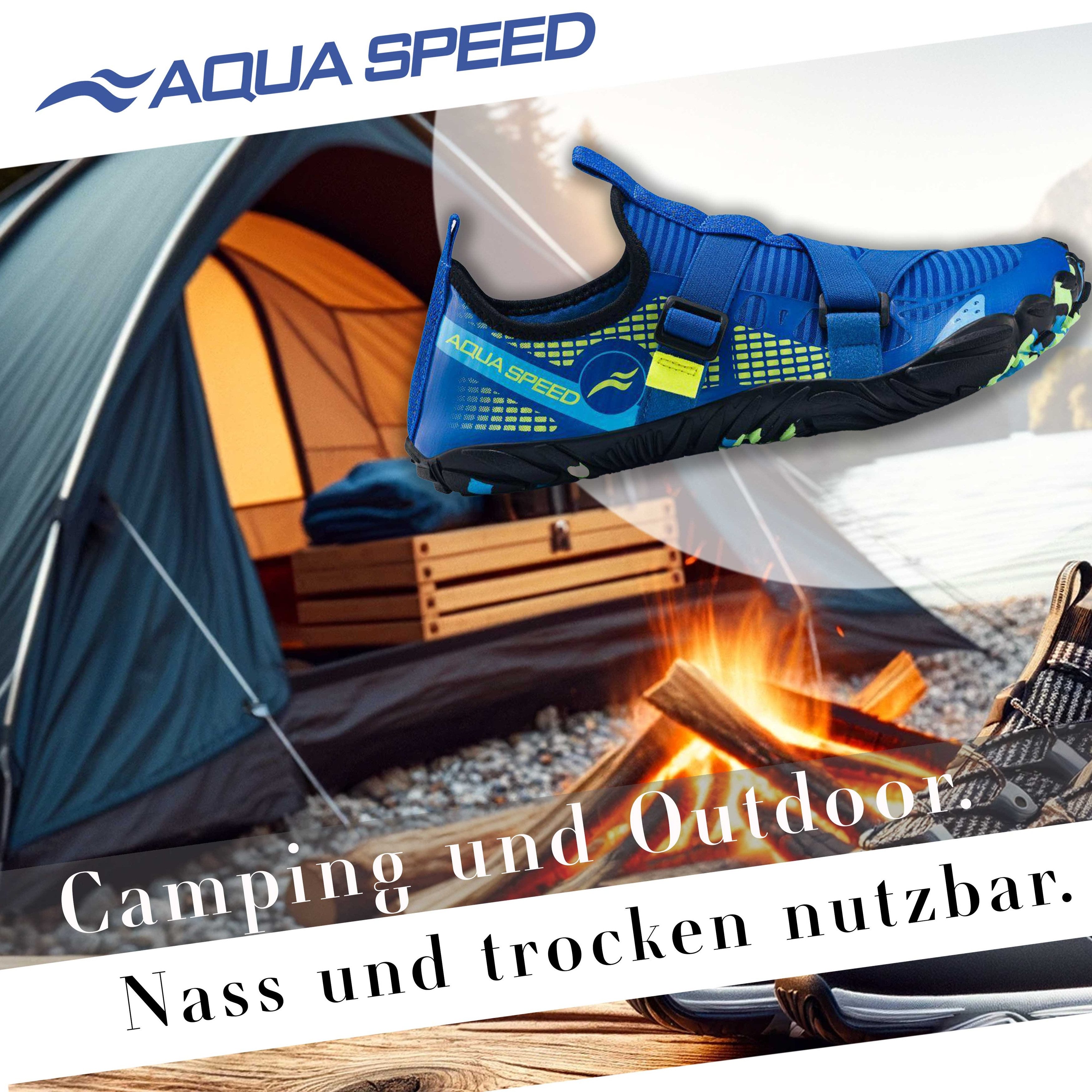 Aqua Speed LACERTO Wasserschuhe Gr. 46 – Blau/Hellblau + Handtuch Wasserschuh (Flexschuhe für Damen – angenehm bei Hitze & Nässe) Federleicht & bequem – Ideal für Urlaub & unterwegs