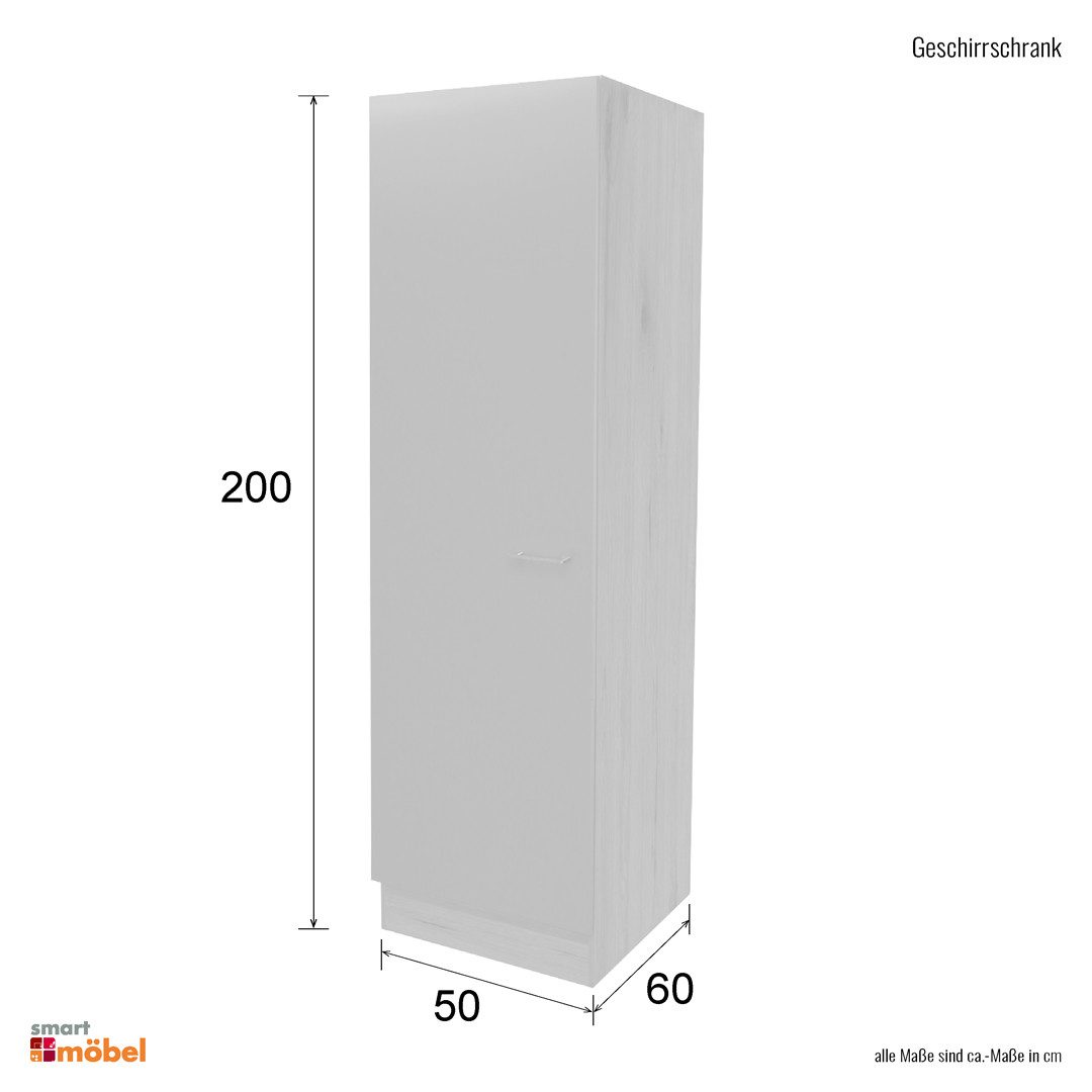 Flex-Well Hochschrank Geschirrschrank - 50 cm breit - Kaschmir Glanz Sonoma Eiche – Neapel
