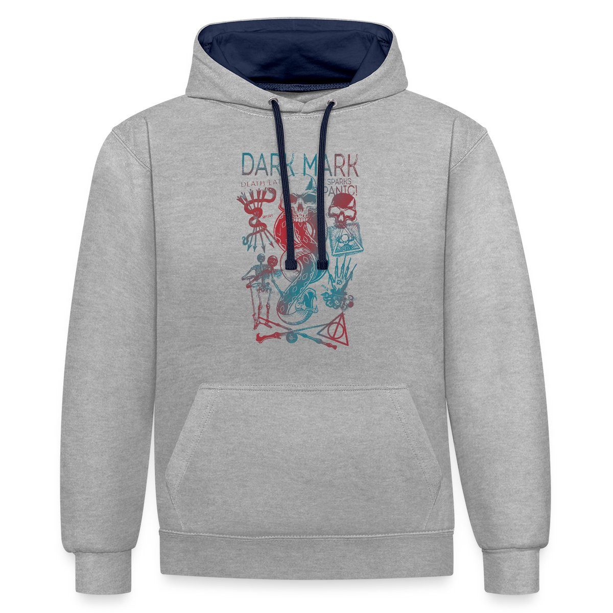 Spreadshirt Hoodie Harry Potter Dunkles Mal & Horkruxe Design Unisex Kontrast Hoodie (1-tlg)