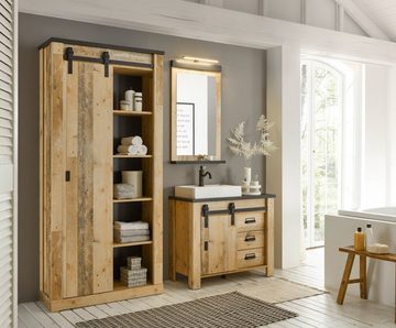 Furn.Design Badmöbel-Set Stove, (in Used Wood, Komplett Set), inklusive Waschbecken und Beleuchtung, Soft-Close