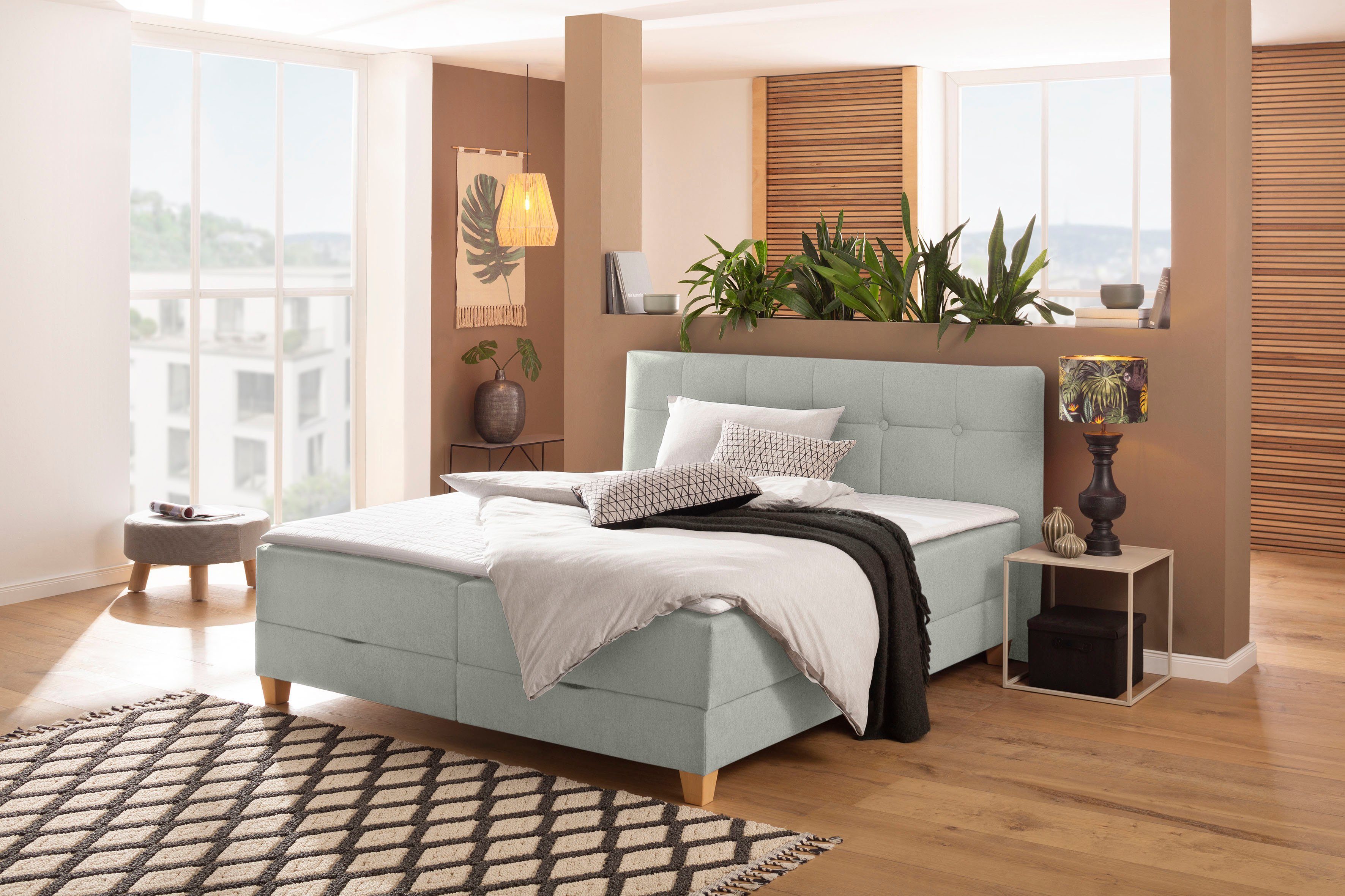Home affaire Boxbett Lonrai, in H2,H3 & H4 und XXL - Überlänge 220cm wählbar, inkl. Topper