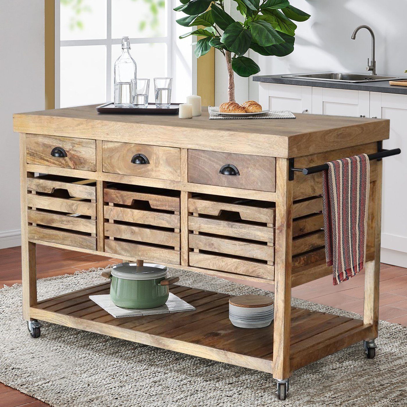 baario Küchenwagen »Küchenarbeitstisch ZAGON«, massiv Mangoholz