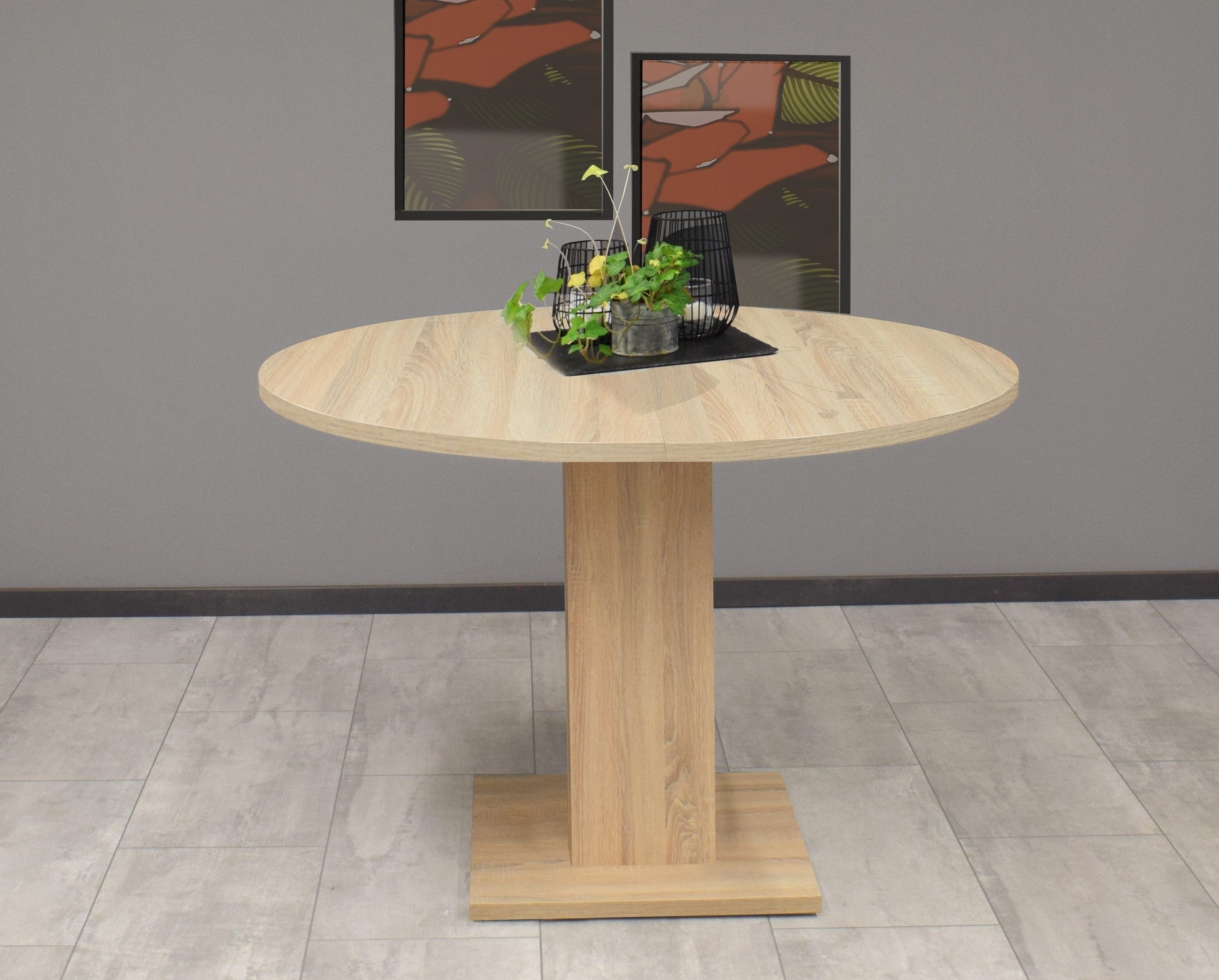 Mäusbacher Säulen-Esstisch (ausziehbar) in eiche sägerau - 90x76x90cm (BxHx günstig online kaufen