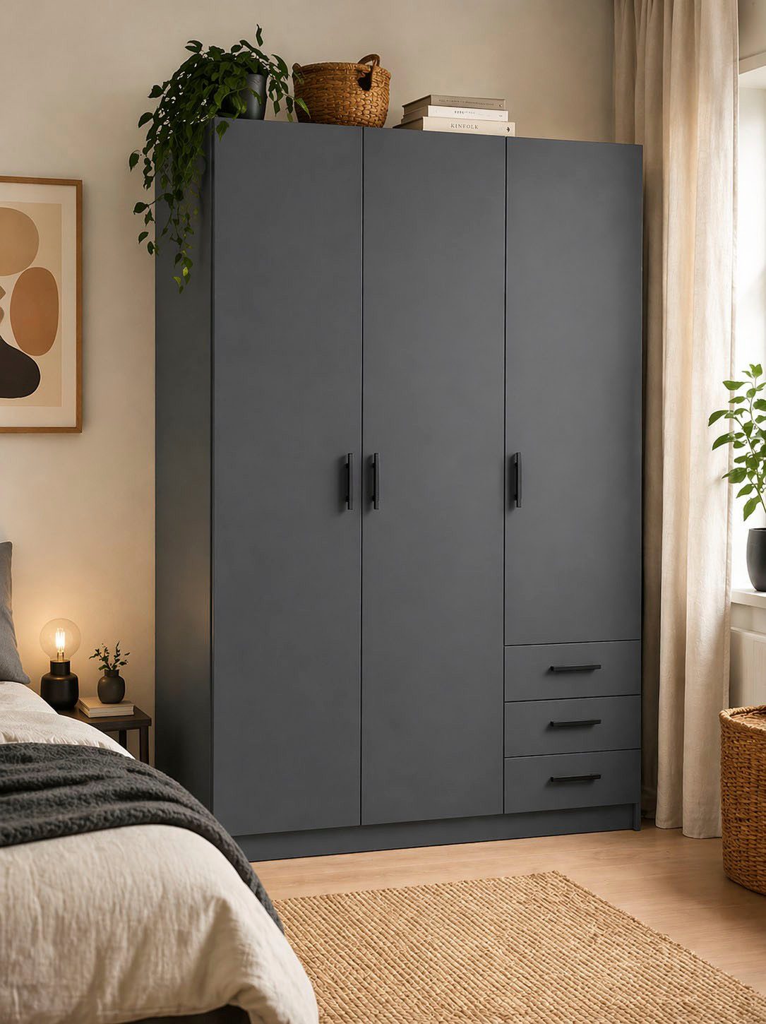 Home affaire Kleiderschrank Sprint, viel Stauraum, robuste Qualität, 3 Breiten 98, 147, 195 cm Breite 98,5/147 oder 195,5 cm, je mit Einlegeböden und Kleiderstange