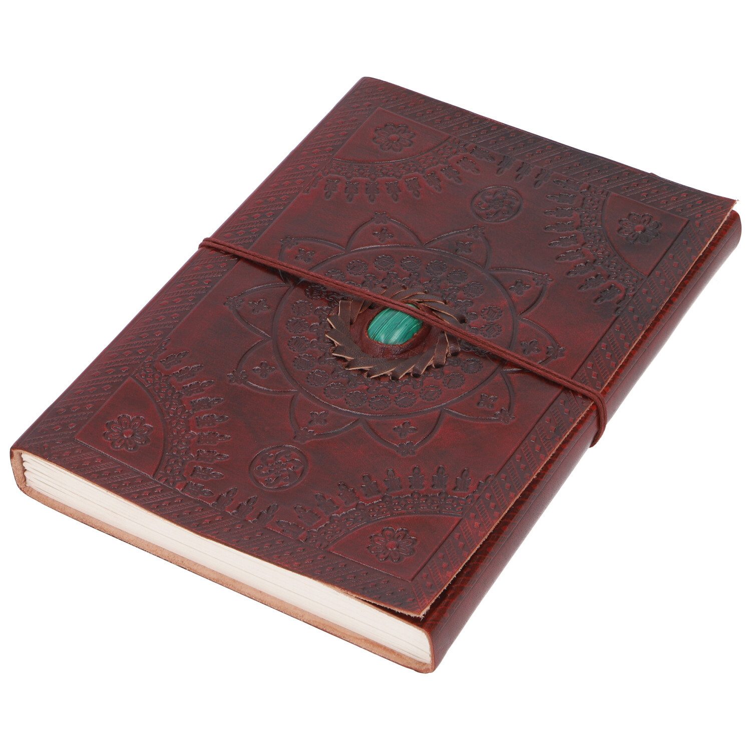 Guru-Shop Tagebuch Lederbuch, verziertes Notizbuch, Tagebuch,..