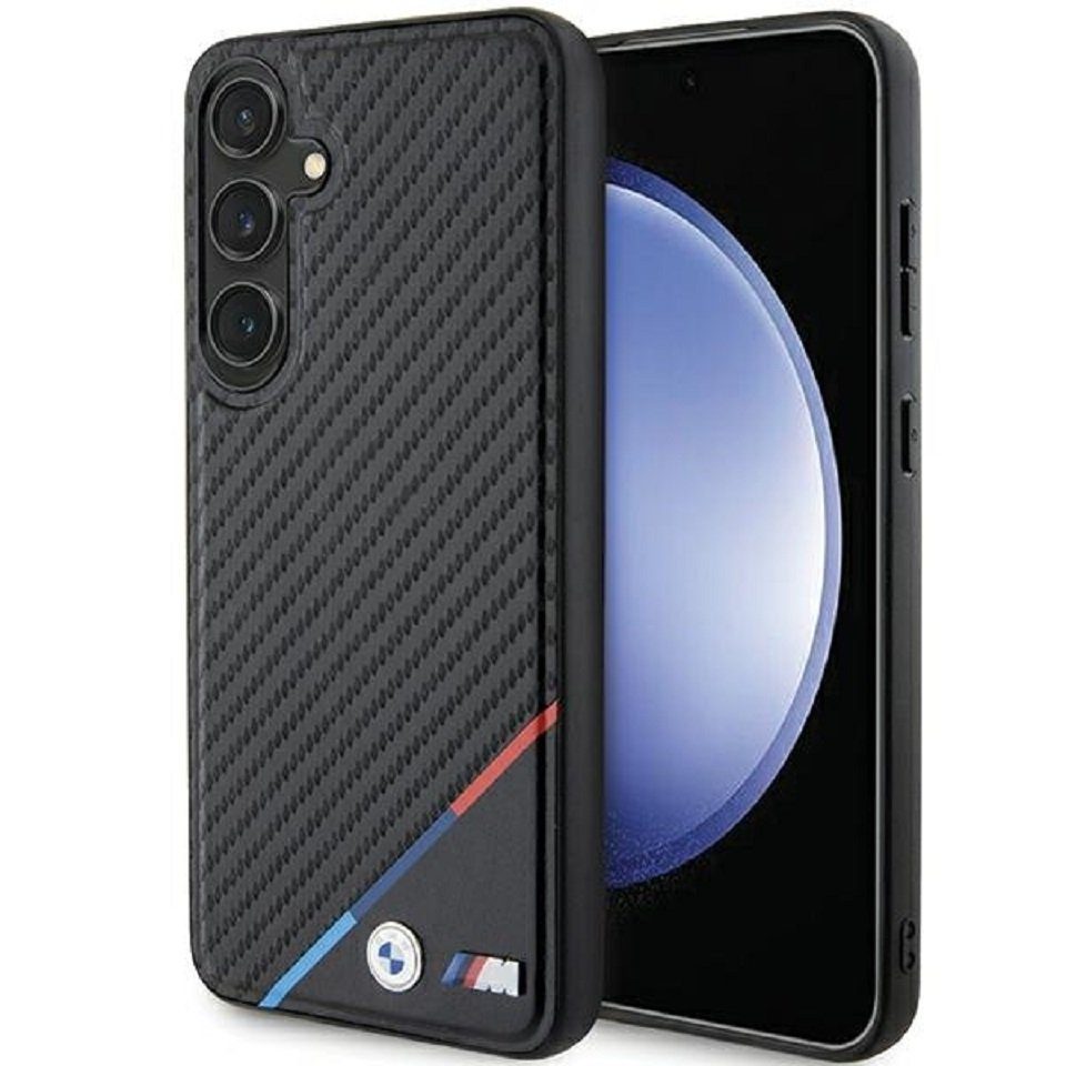 BMW Handyhülle Case Galaxy S24 MagSafe Carbon Optik Tricolor schwarz 6,2 Zoll, Kantenschutz
