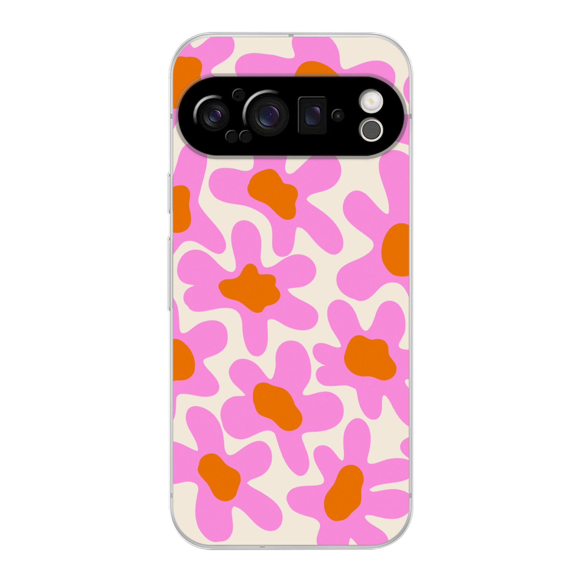 MuchoWow Handyhülle für Google Pixel 9 Pro Blume - Rosa - Muster, Phone Case, Silikon, Schutzhülle Dünn