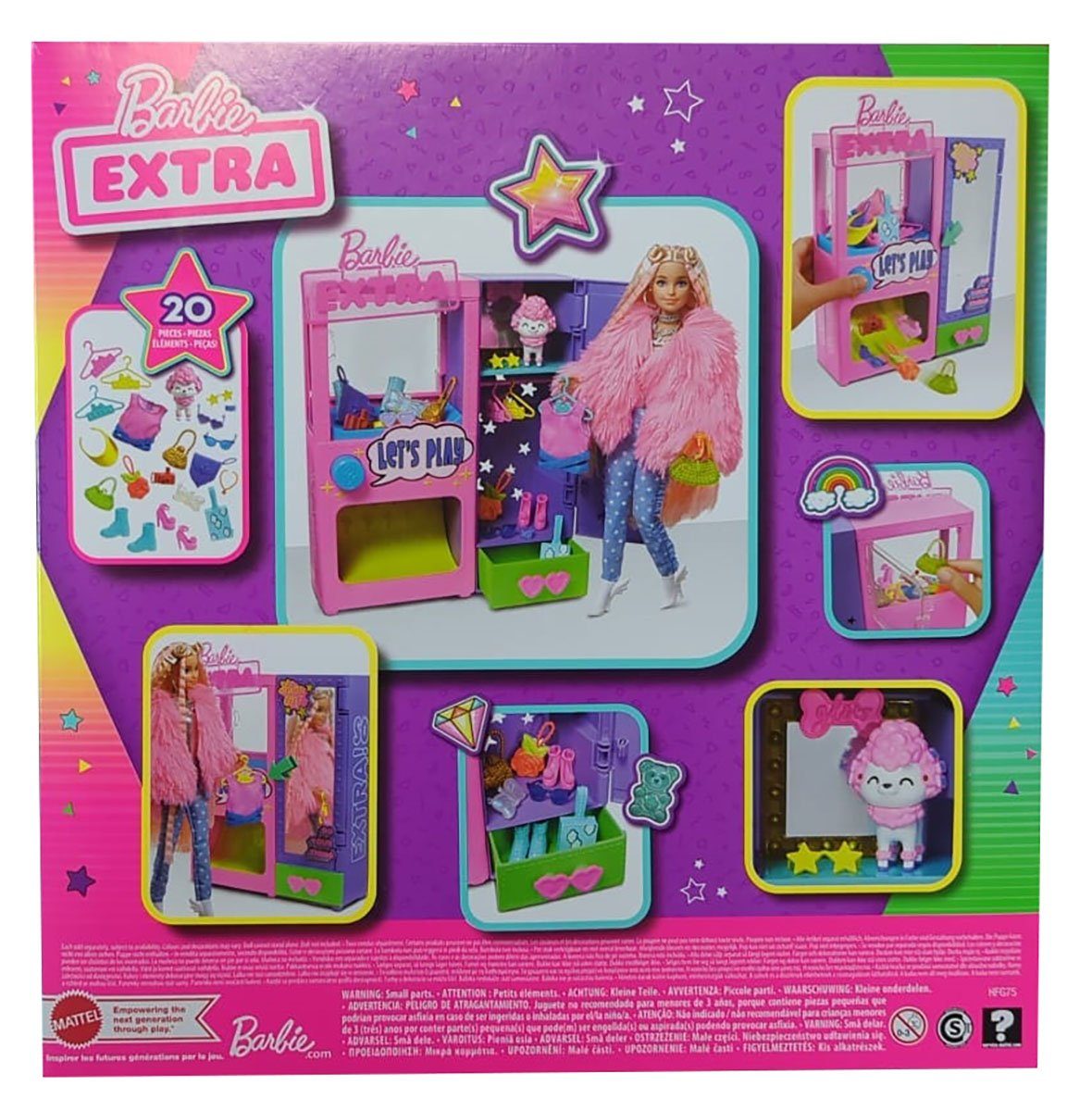 Mattel® Puppenkleiderschrank Mattel HFG75 Barbie Extra Kleiderschrank, Styling Automat zum stylen u