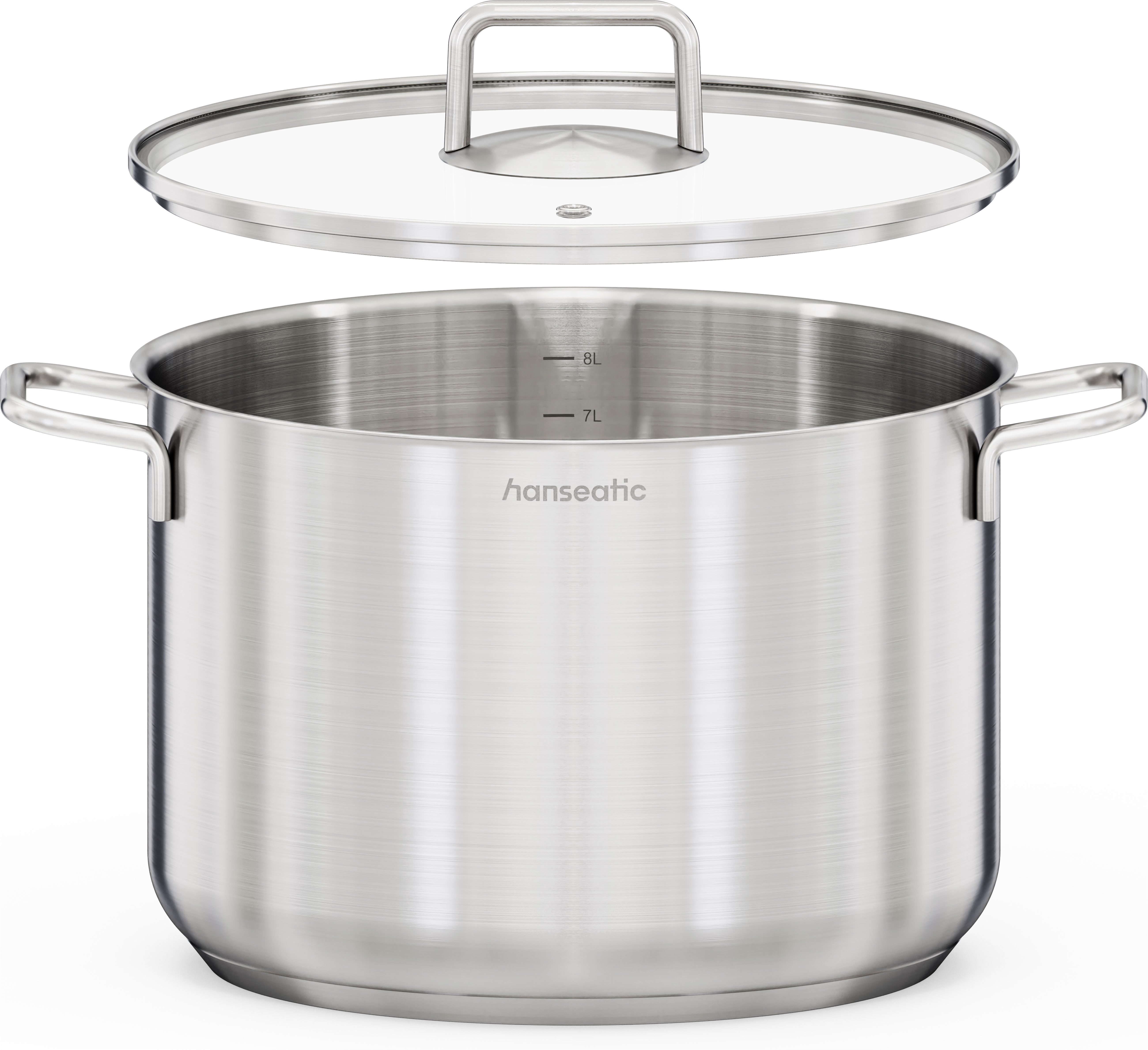 Hanseatic Kochtopf BASIC, Fassungsvermögen 9,5 l, Edelstahl 18/10 (1-tlg), für alle Herdarten geeignet, unbeschichtet