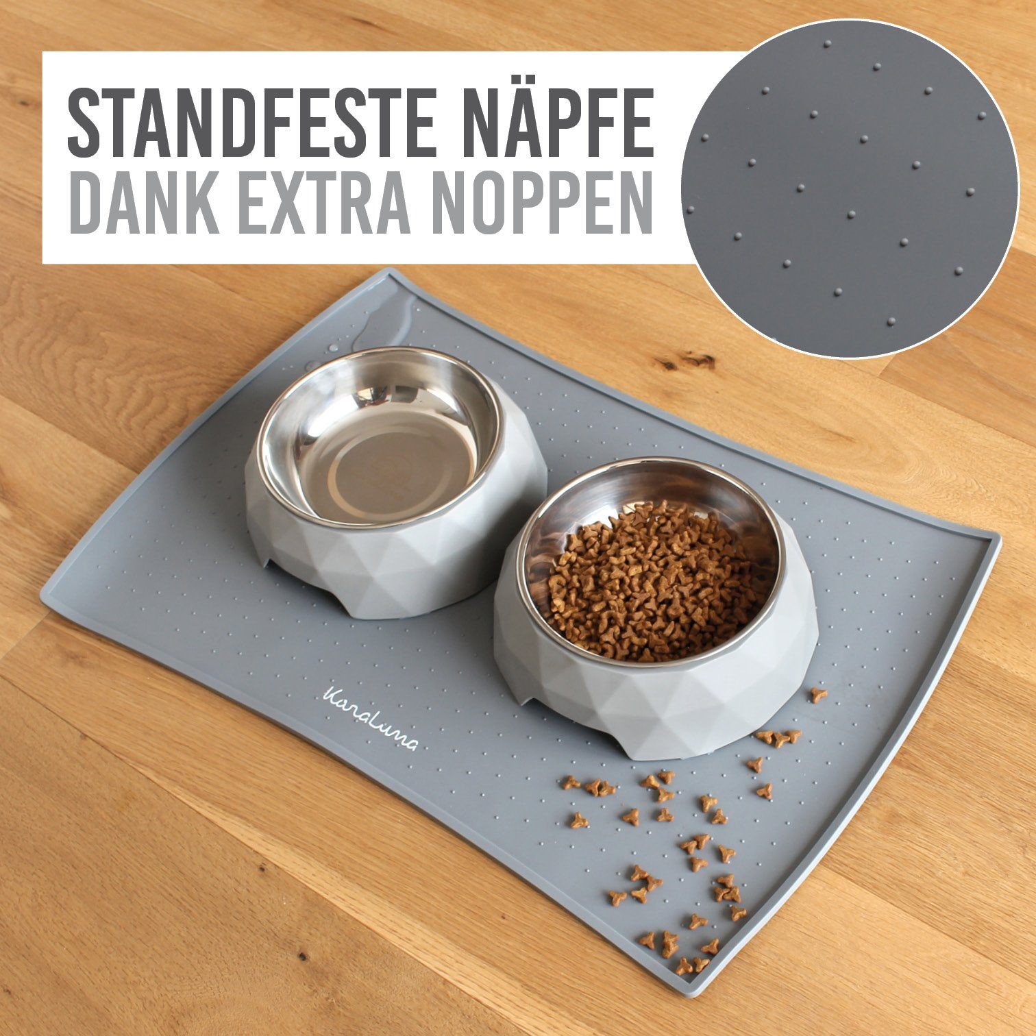 KaraLuna Futternapf Napfunterlage aus Silikon I Futtermatte Hundenapf Unterlage Katzennapf, Silikon-Napfunterlage