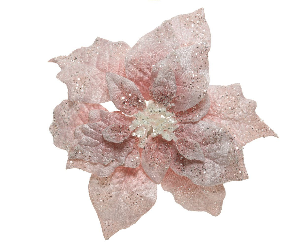 Kaemingk Weihnachtsbaumklammer, Weihnachtsstern Blume auf Clip 16cm rosa