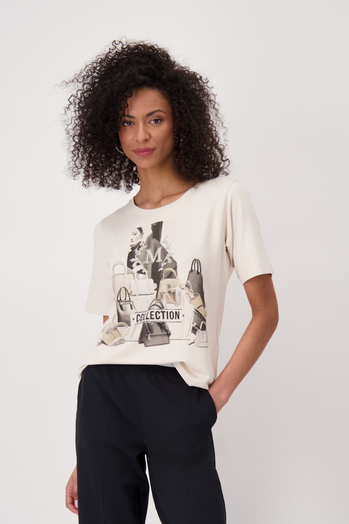 Monari Rundhalsshirt, mit Glitzersteinchen günstig online kaufen