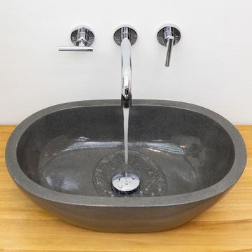 wohnfreuden Aufsatzwaschbecken Terrazzo Waschbecken LEPEN 50 cm grau gesprenkelt (Kein Set), 125932