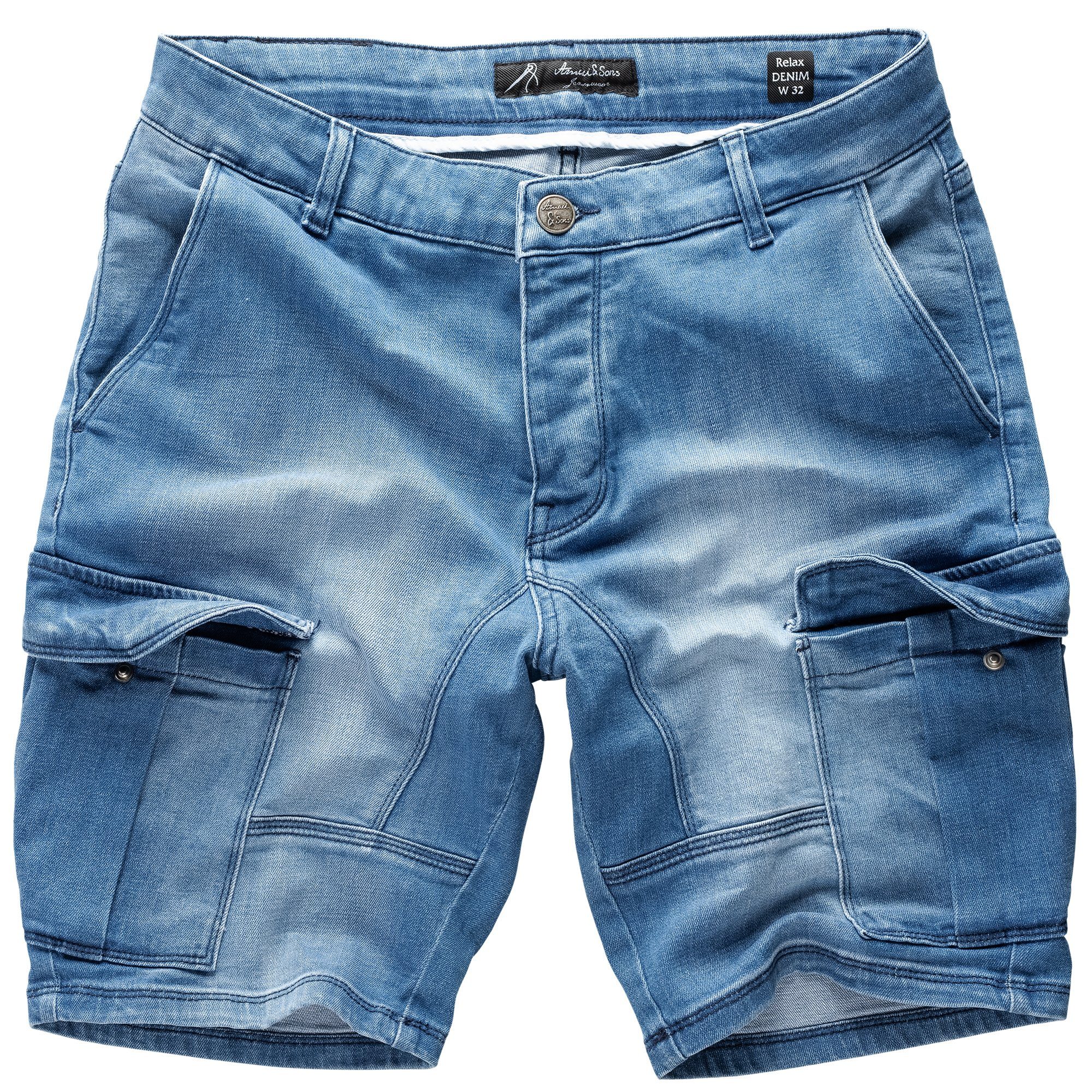 Jeans SAN Jeansshorts Amaci&Sons Destroyed Dunkelblau DIEGO Shorts