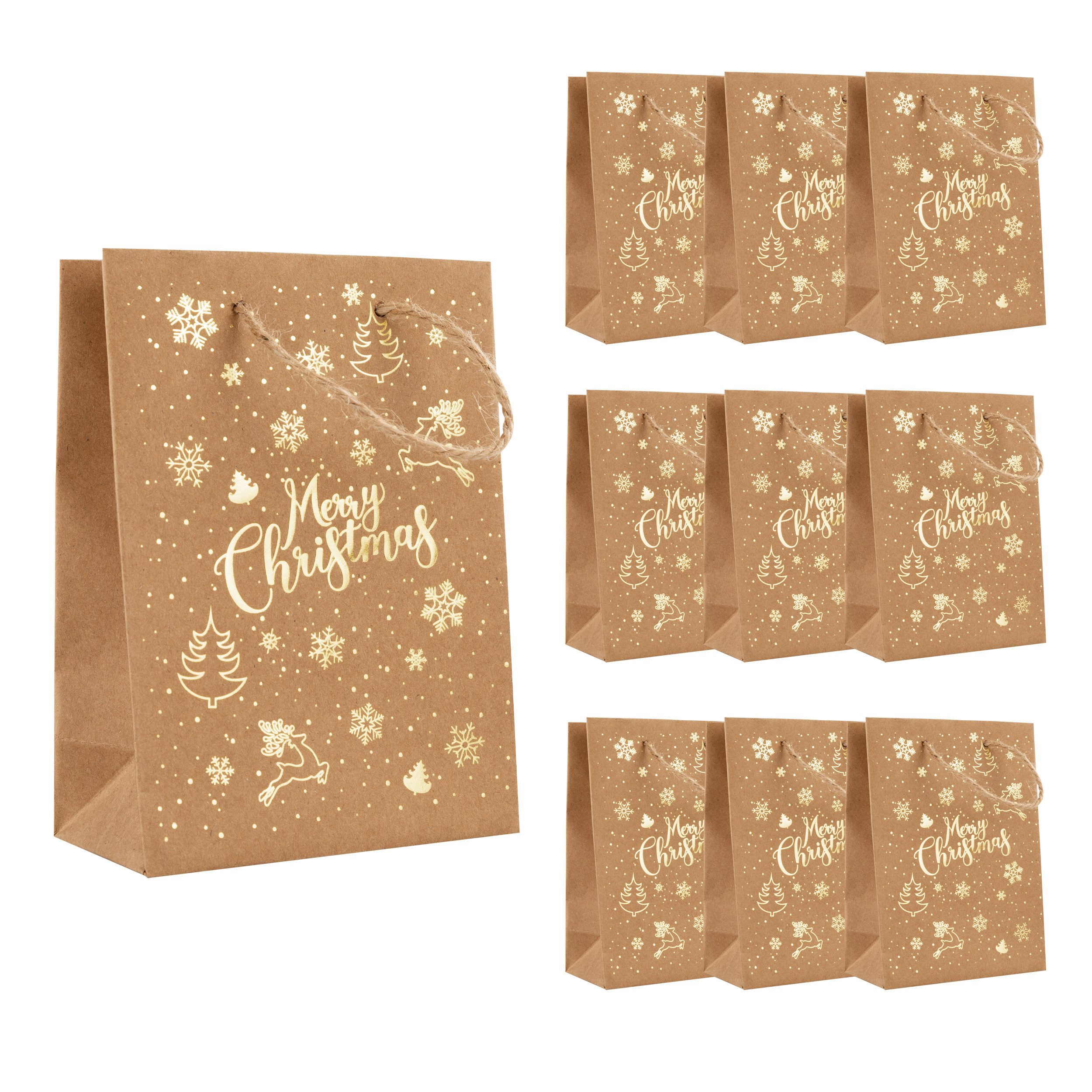 Idena Geschenkpapier Idena Bundle Geschenktaschen Merry Christmas 16x11,5x6cm 10 Stück