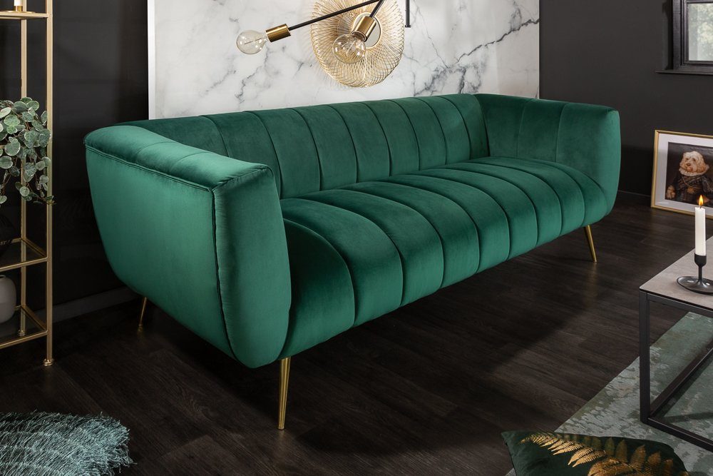 riess-ambiente Sofa NOBLESSE 225cm smaragdgrün / gold, Einzelartikel 1 Teil günstig online kaufen