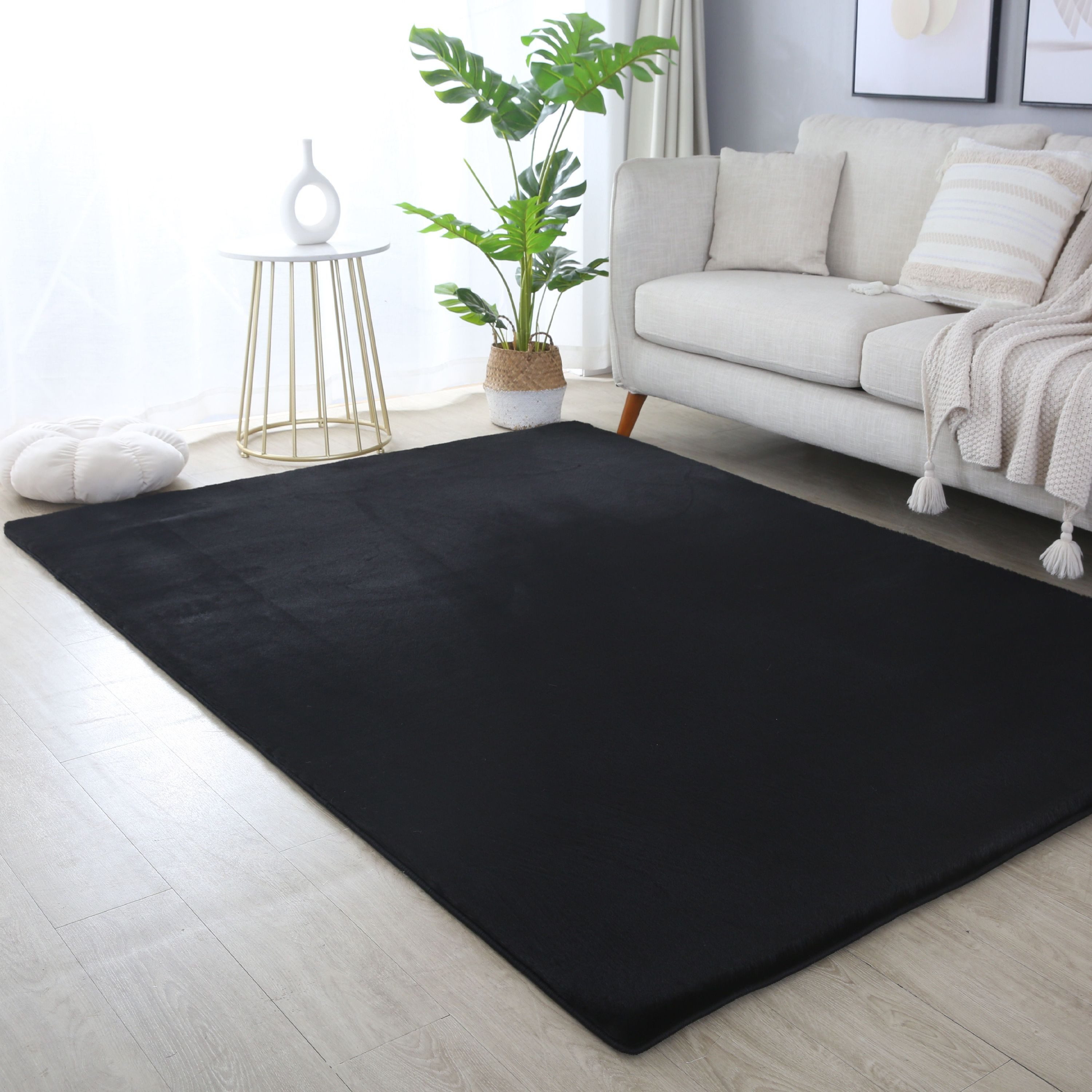 SIMPEX24 Teppich Unicolor - Einfarbig, Läufer, Höhe: 20 mm, Teppich Wohnzimmer Einfarbig Shaggy Modern Flauschiger Felloptik Weich