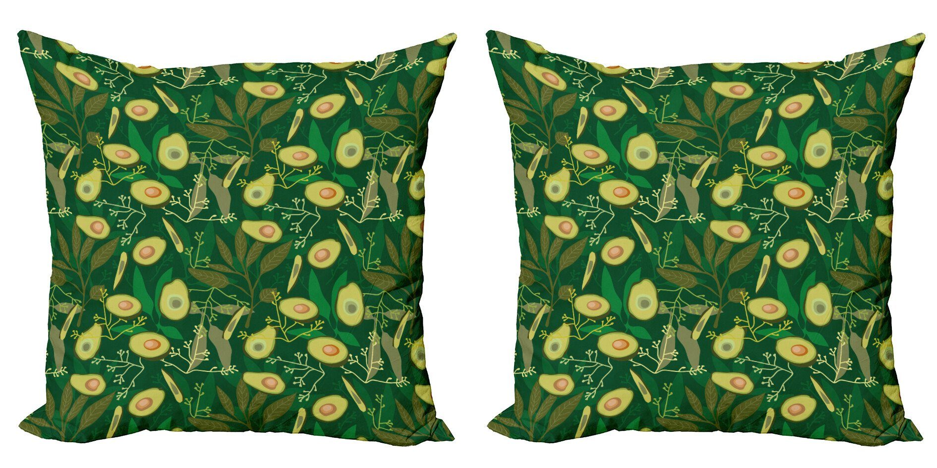 Kissenbezüge Modern Accent Doppelseitiger Digitaldruck, Style-Blätter (2 Abakuhaus Früchte Stück), Avocado Retro