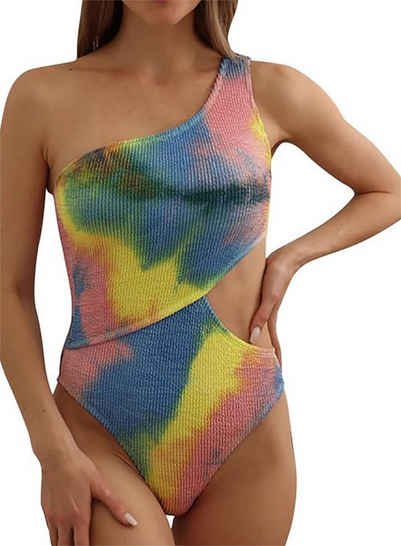 B.X Badekleid Damen Mesh-Bikini sexy One-Shoulder-Taille Ausschnitt Bikini-Badeanzug Bandeau-Bikini, Triangel-Bikini, Tankini-Badeanzug, Bustier-Bikini