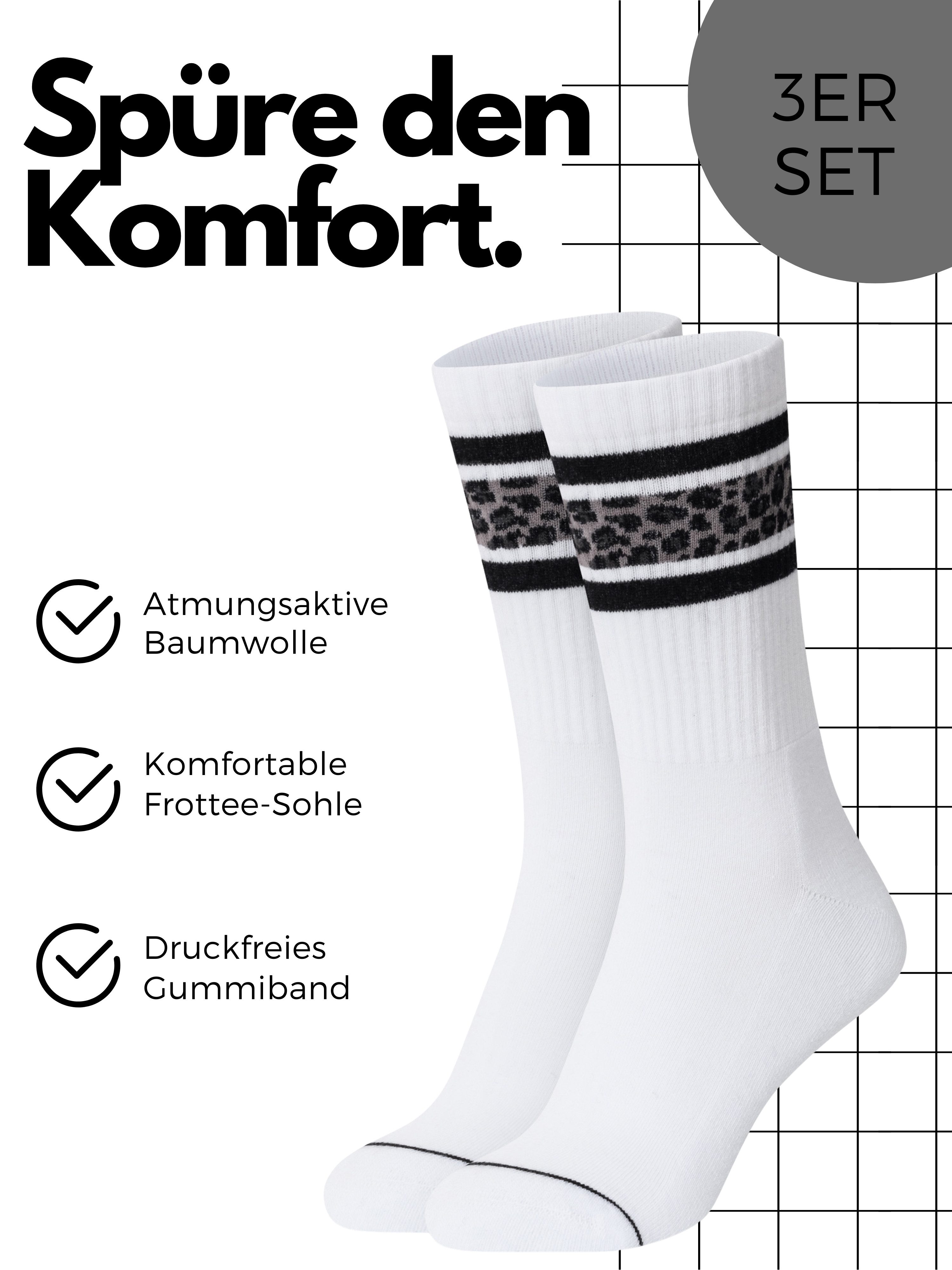 Studio Nolis Tennissocken Leo Streifen - Socken Damen Leo Print - Baumwolle günstig online kaufen