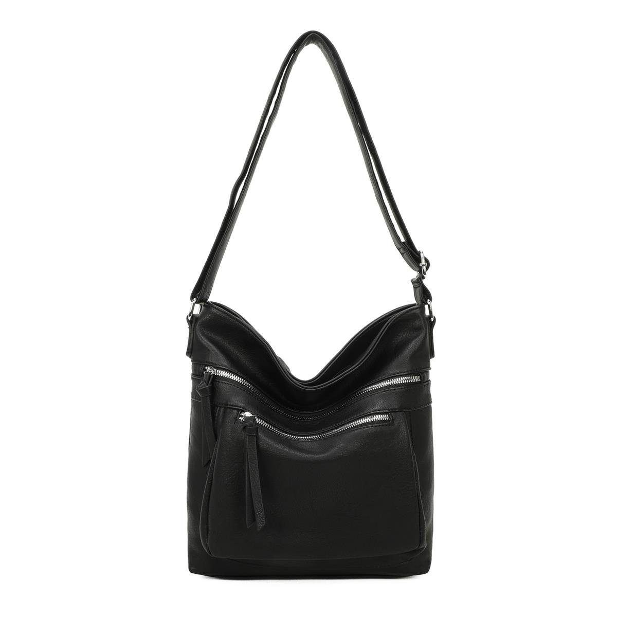 ITALYSHOP24 Schultertasche Damen Tasche XL Shopper Crossbody Umhängetasche günstig online kaufen