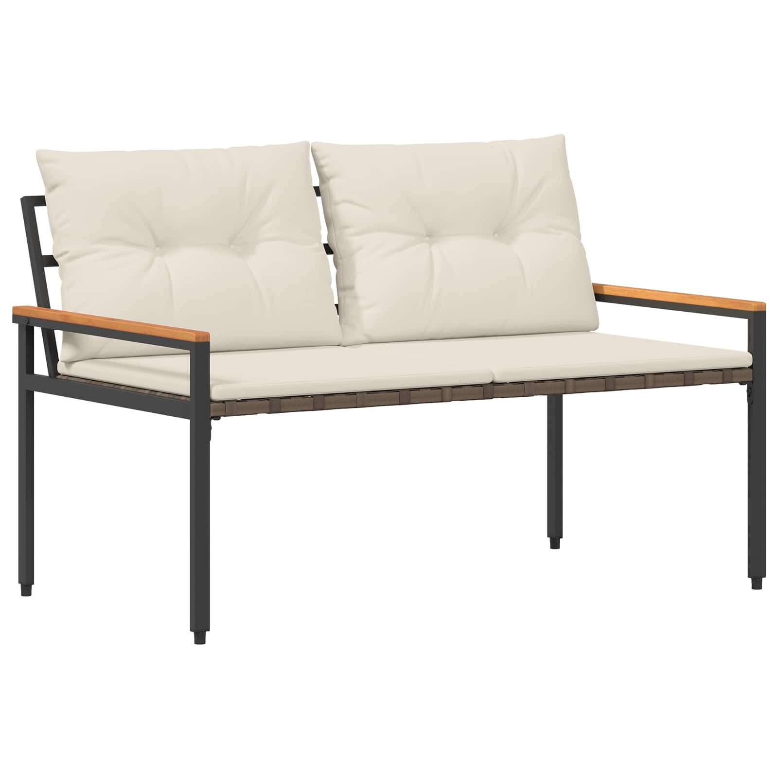 Gartenbank Bank Outdoor 2 -Seater 116 x 67,5 x 72 cm Poly-Rattan Cremeweiß