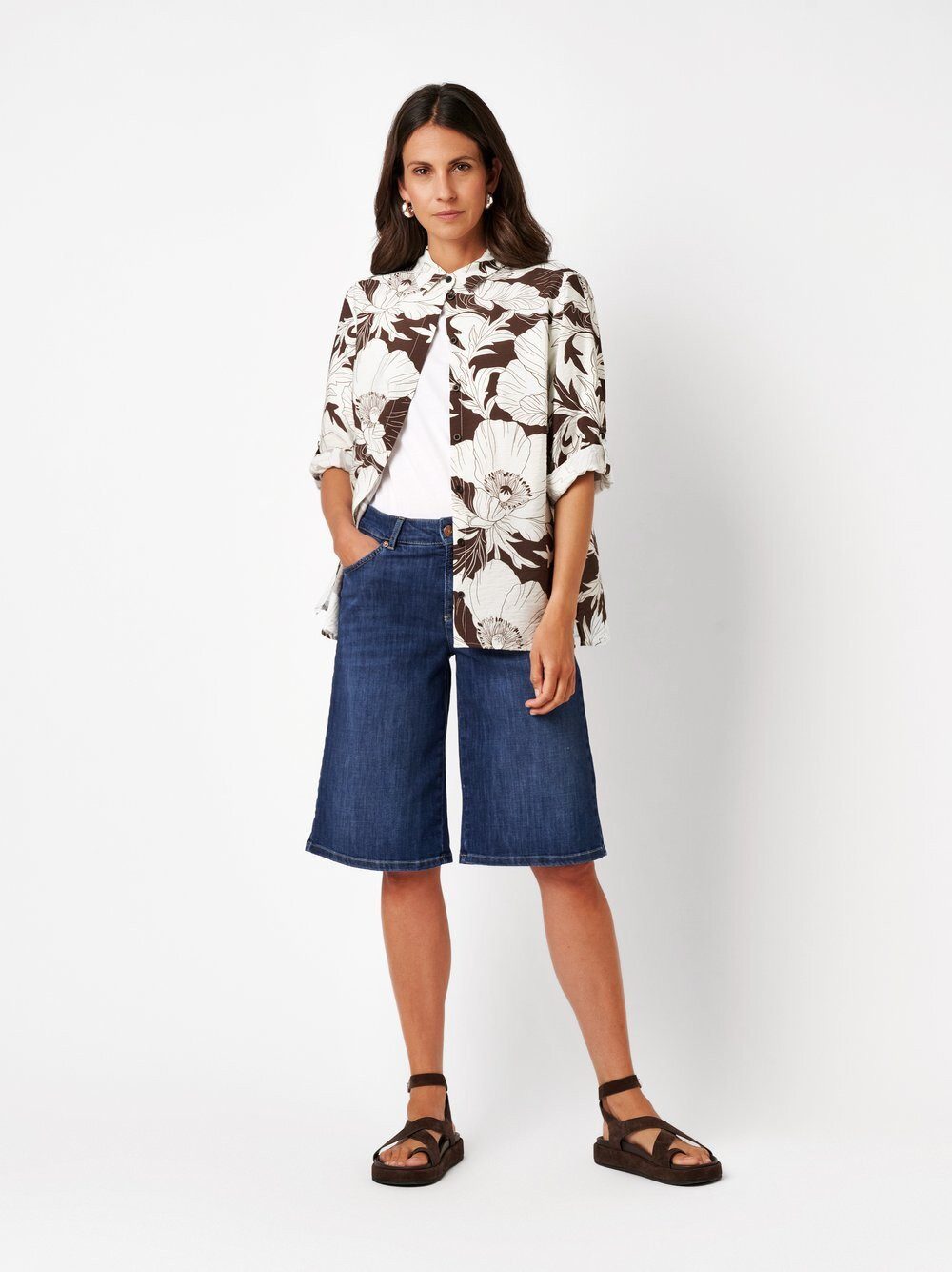 TONI Hemdbluse Clay mit floralem Print und feiner Crêpe-Struktur
