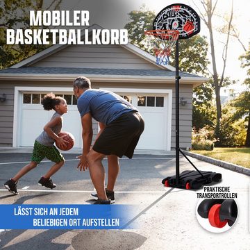 Apollo Basketballständer Basketballkorb Outdoor Korb Set mit Ständer und Rollen, inkl. Ball, Korbanlage, Höhenverstellbar