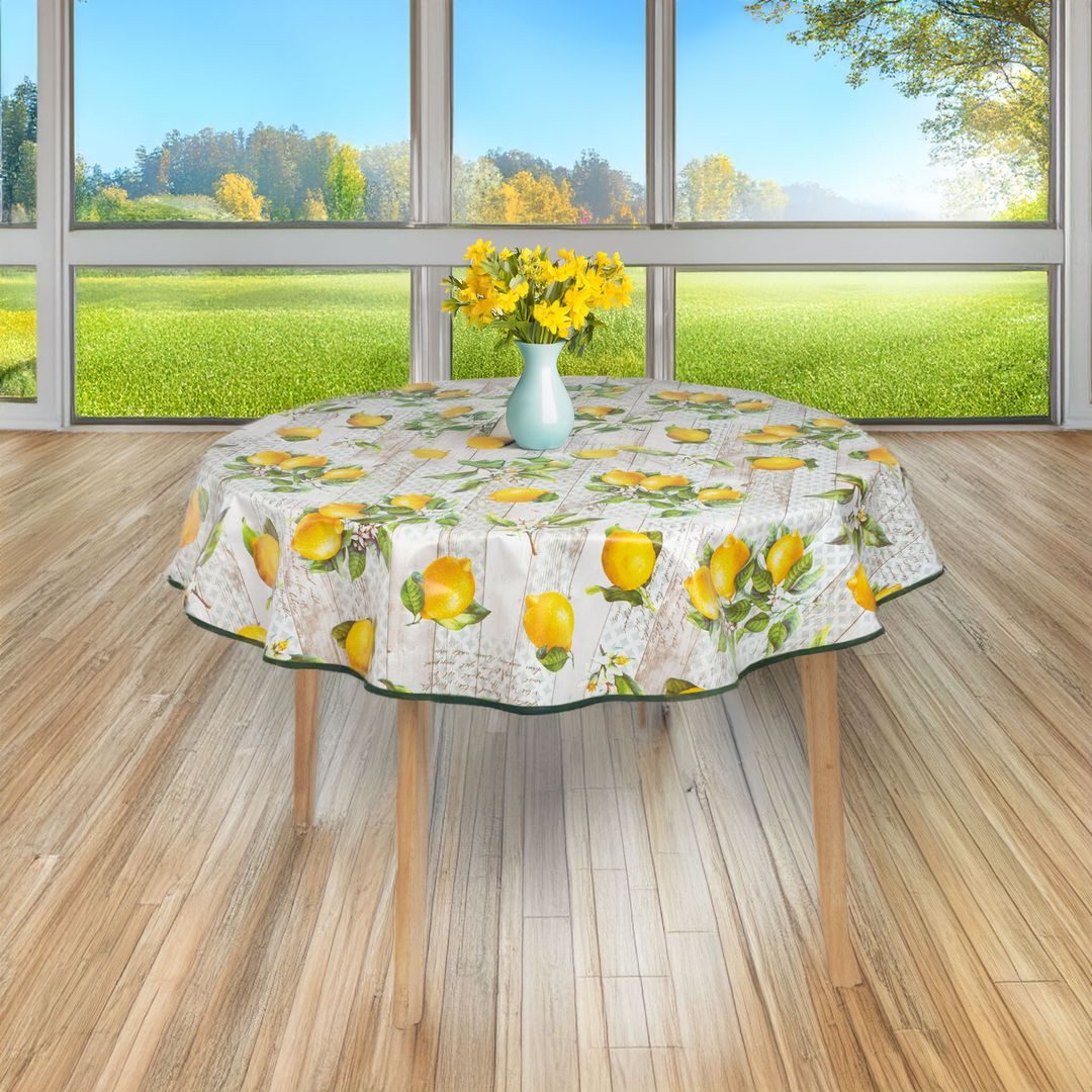 laro Tischdecke 160cm runde Wachstuchtischdecke Saum-Eingefasst – Bild 3 von 5