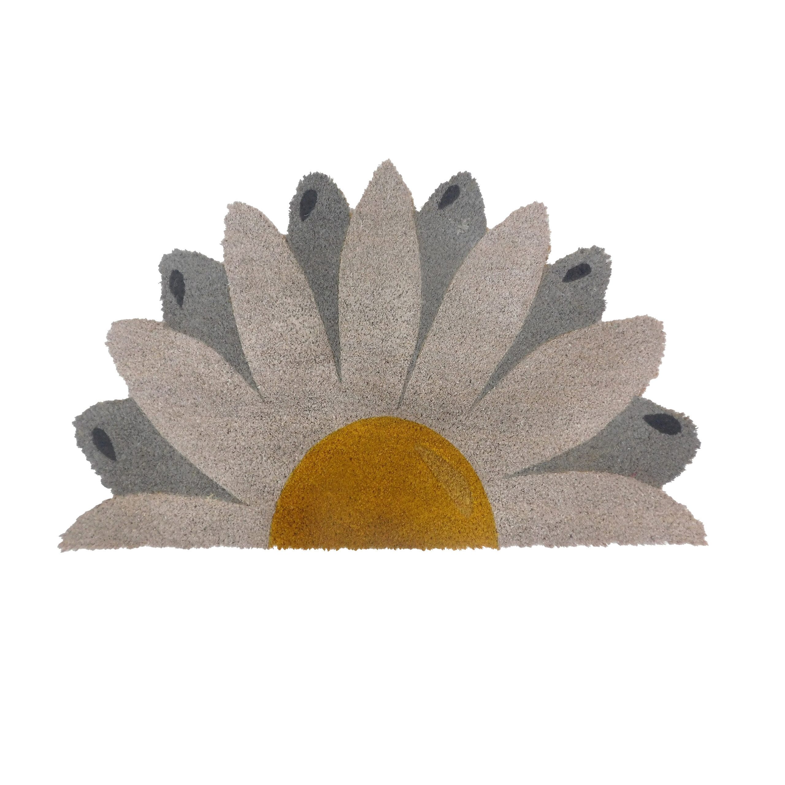 relaxdays Fußmatte Kokos Fußmatte halbrund 80x50 cm, halbrund, Höhe: 15 mm, B