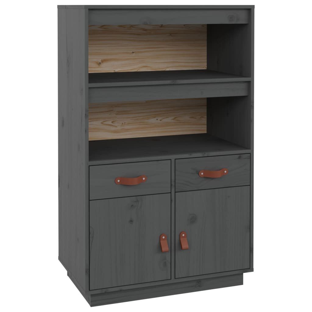 vidaXL Highboard Highboard Grau 67x40x108,5 cm Massivholz Kiefer (1 St)