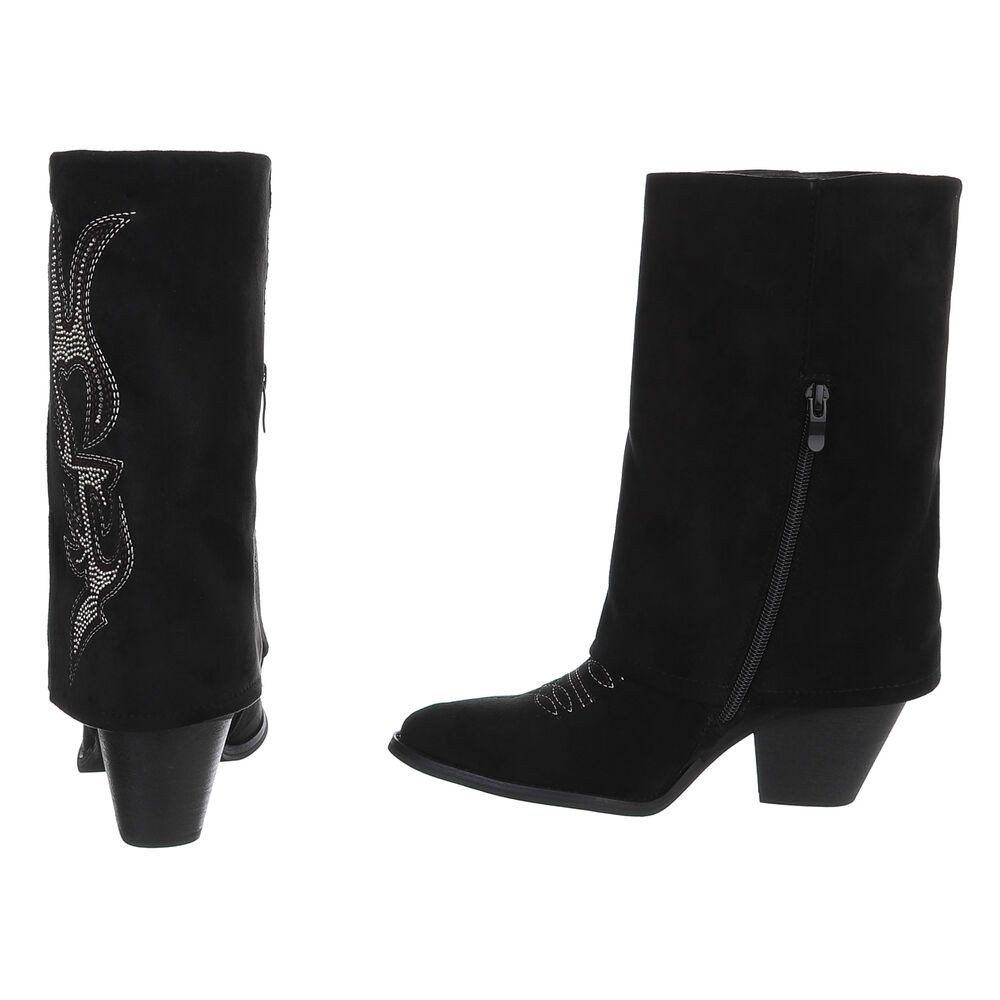 Ital-Design Western-Stiefel mit Details für Damen, vielseitig einsetzbar Westernstiefel (90726927) Blockabsatz Stiefel in Schwarz