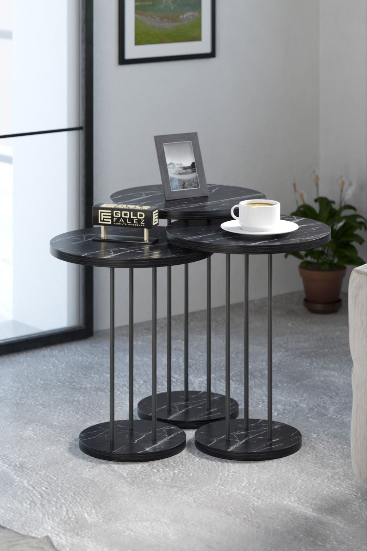 en.casa Couchtisch (3-St), mit Ablageboden, platzsparend stapelbar 90003163 günstig online kaufen