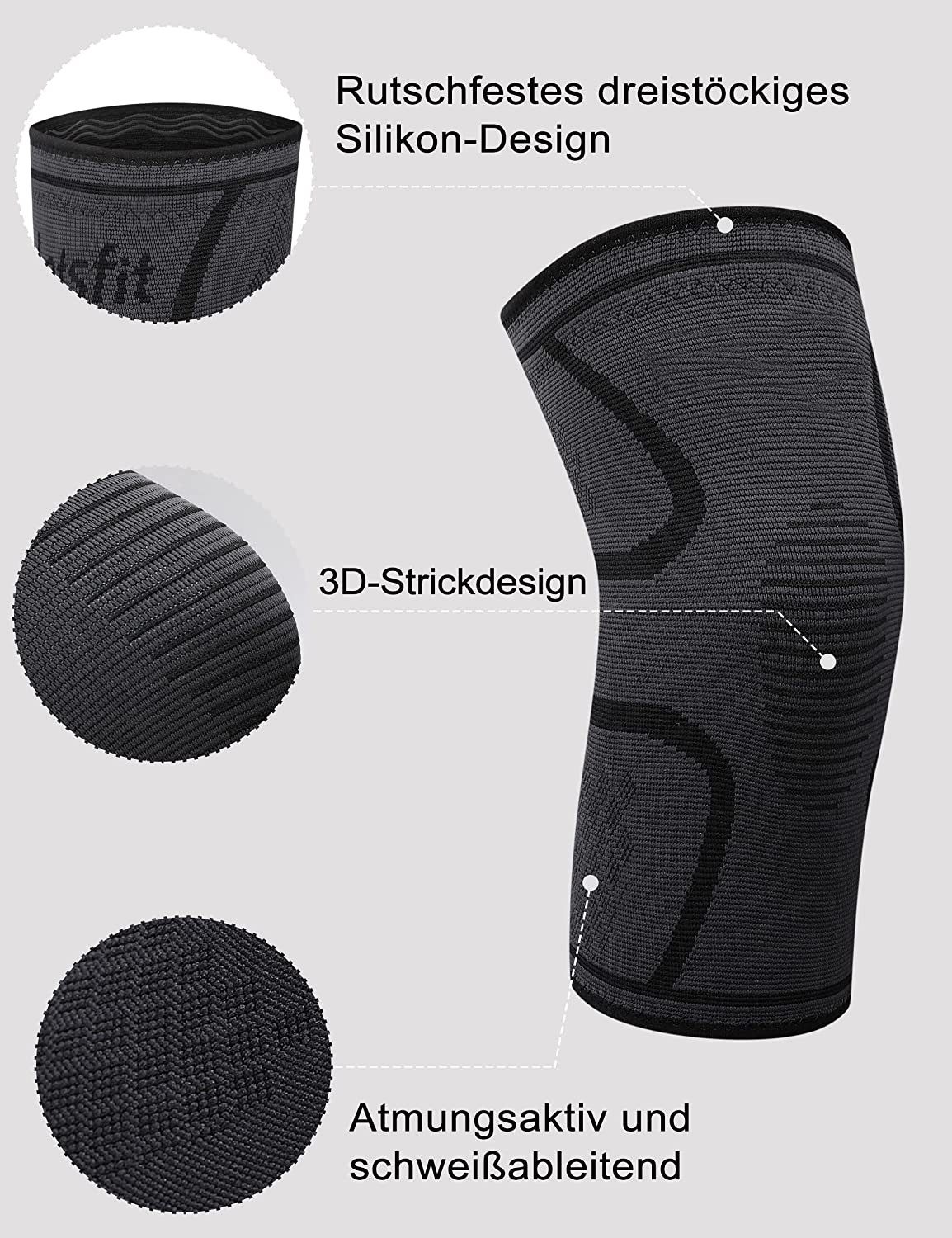 TUWENA Knieschutz Kniebandage Damen & Herren, Anti-rutsch Knieschoner Für Laufen, Sport