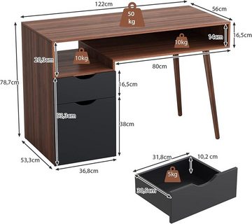 KOMFOTTEU Schreibtisch Computertisch für das Heimbüro, mit Schubladen & Schrank