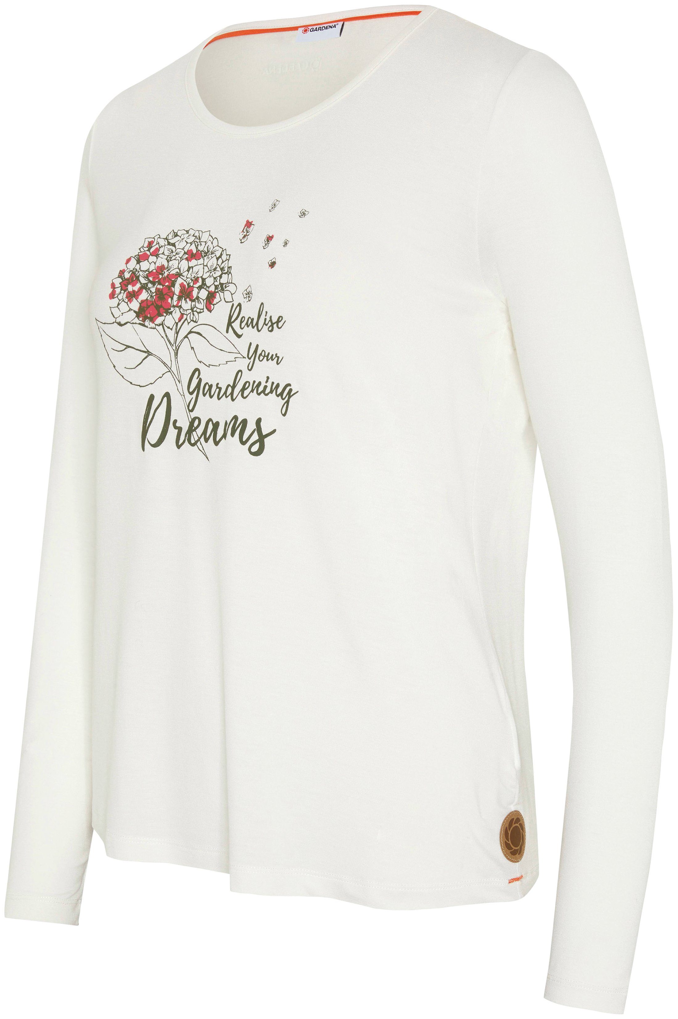 GARDENA Longsleeve Cloud Dancer mit Schriftzug | Rundhalsshirts