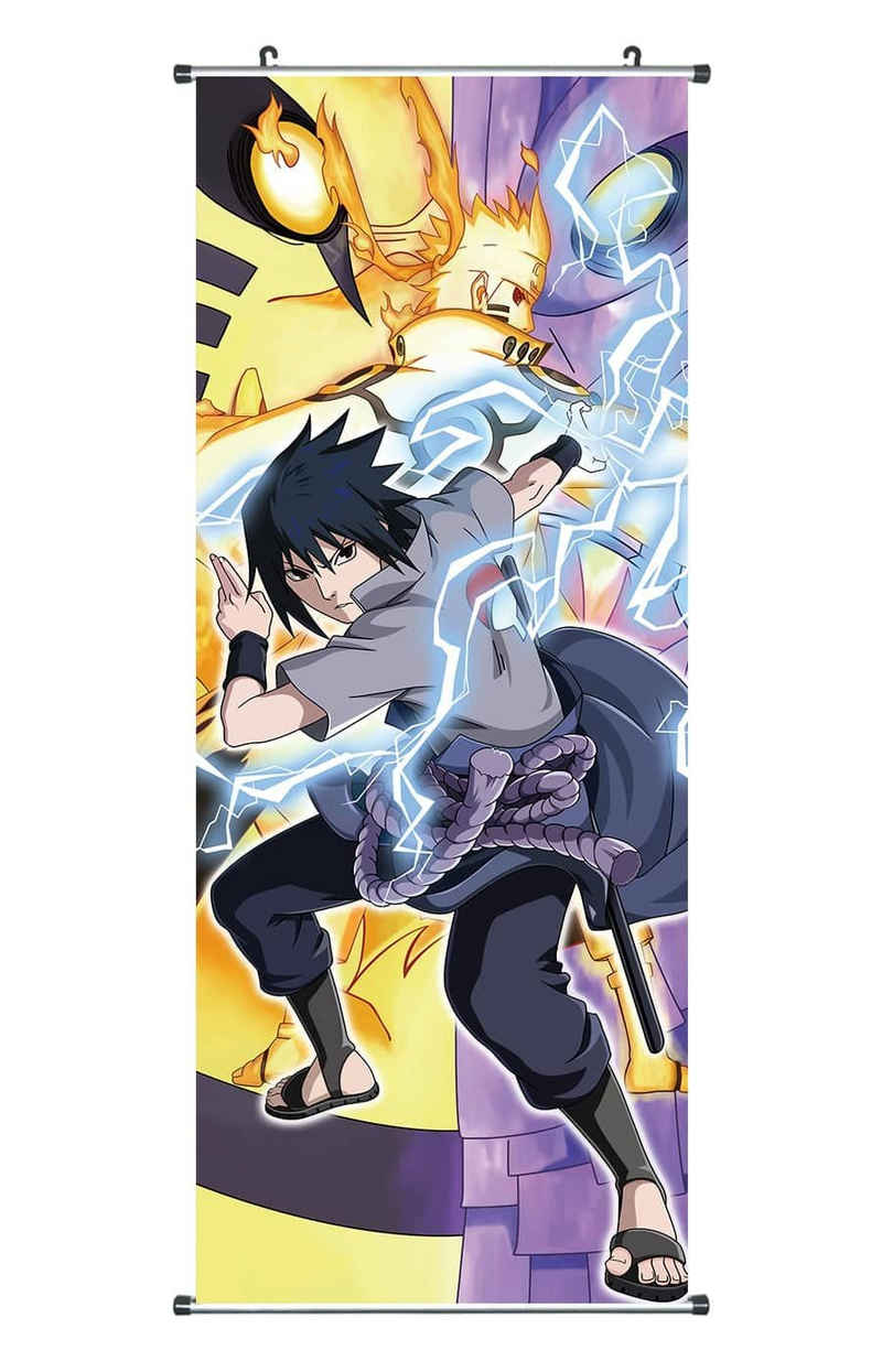 GalaxyCat Poster Großes Naruto Rollbild, Kakemono aus Stoff, Poster 100x40cm, Bijuu, Bijuu Moodo Sasuke Uchiha, Bijuu Moodo Sasuke Uchiha Rollbild / Kakemono