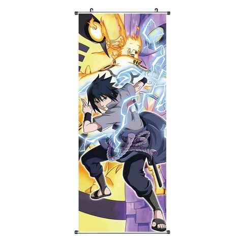 GalaxyCat Poster Großes Naruto Rollbild, Kakemono aus Stoff, Poster 100x40cm, Bijuu, Bijuu Moodo Sasuke Uchiha, Bijuu Moodo Sasuke Uchiha Rollbild / Kakemono