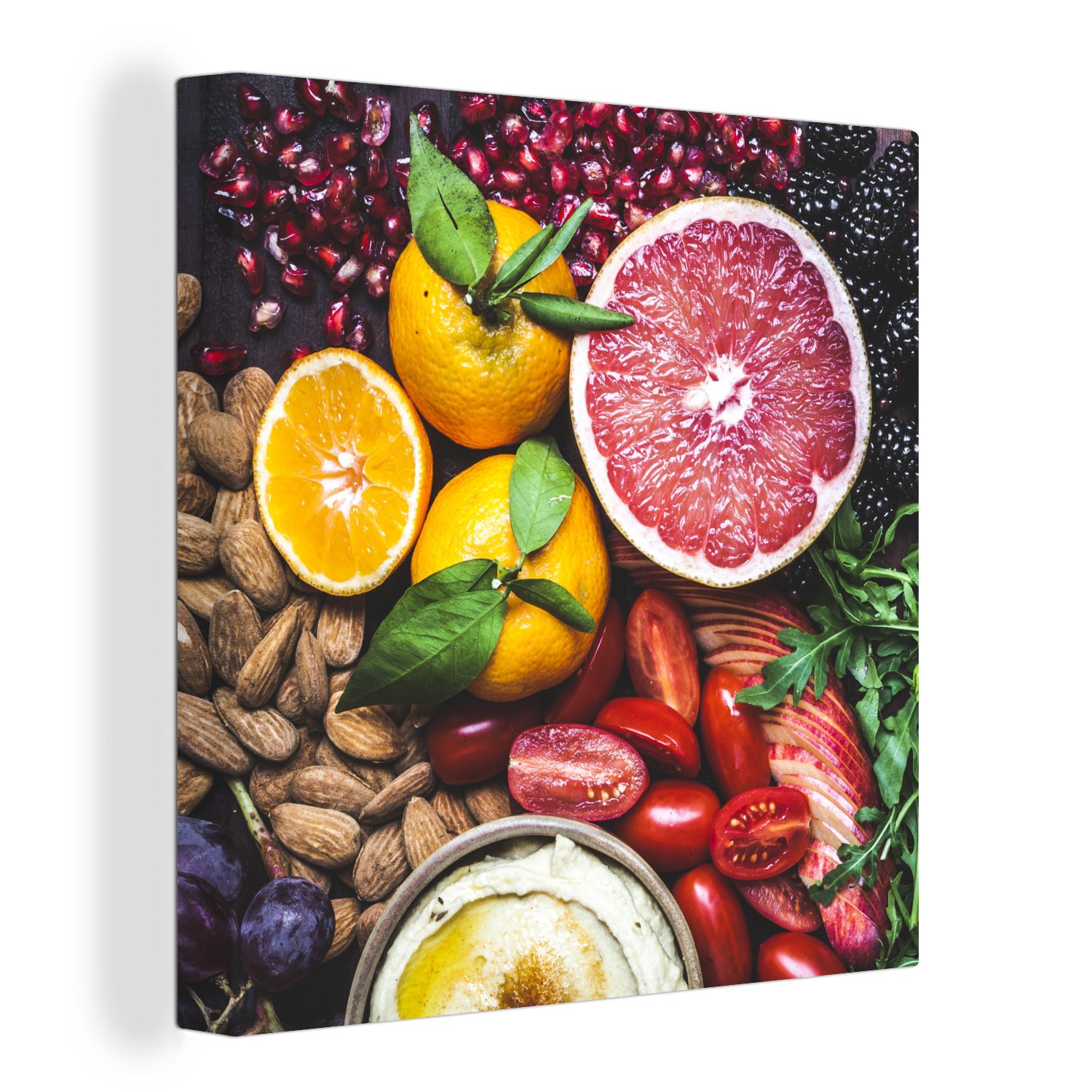OneMillionCanvasses® Leinwandbild Gemüse - Obst - Farben, (1 St), Leinwand Bilder für Wohnzimmer Schlafzimmer