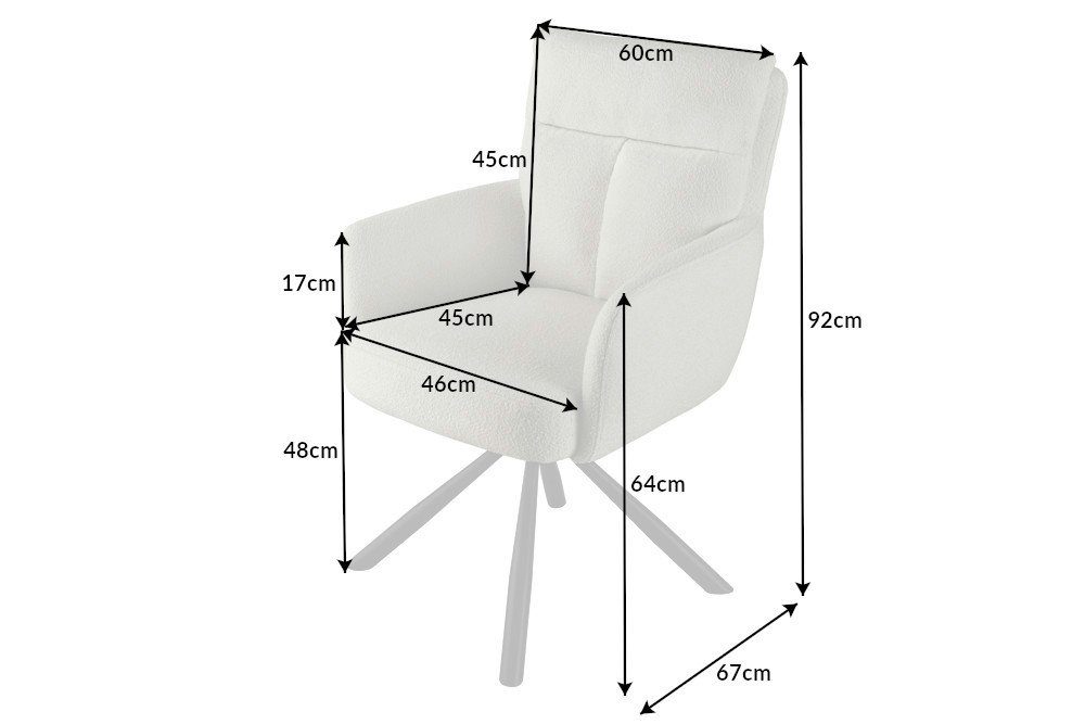 riess-ambiente Polsterstuhl BIG GEORGE greige – 360° drehbar, mit Armlehnen & Federkern (Einzelartikel, 1 St), Bouclé-Bezug & stabiles Metallgestell - ideal für – Bild 4 von 5