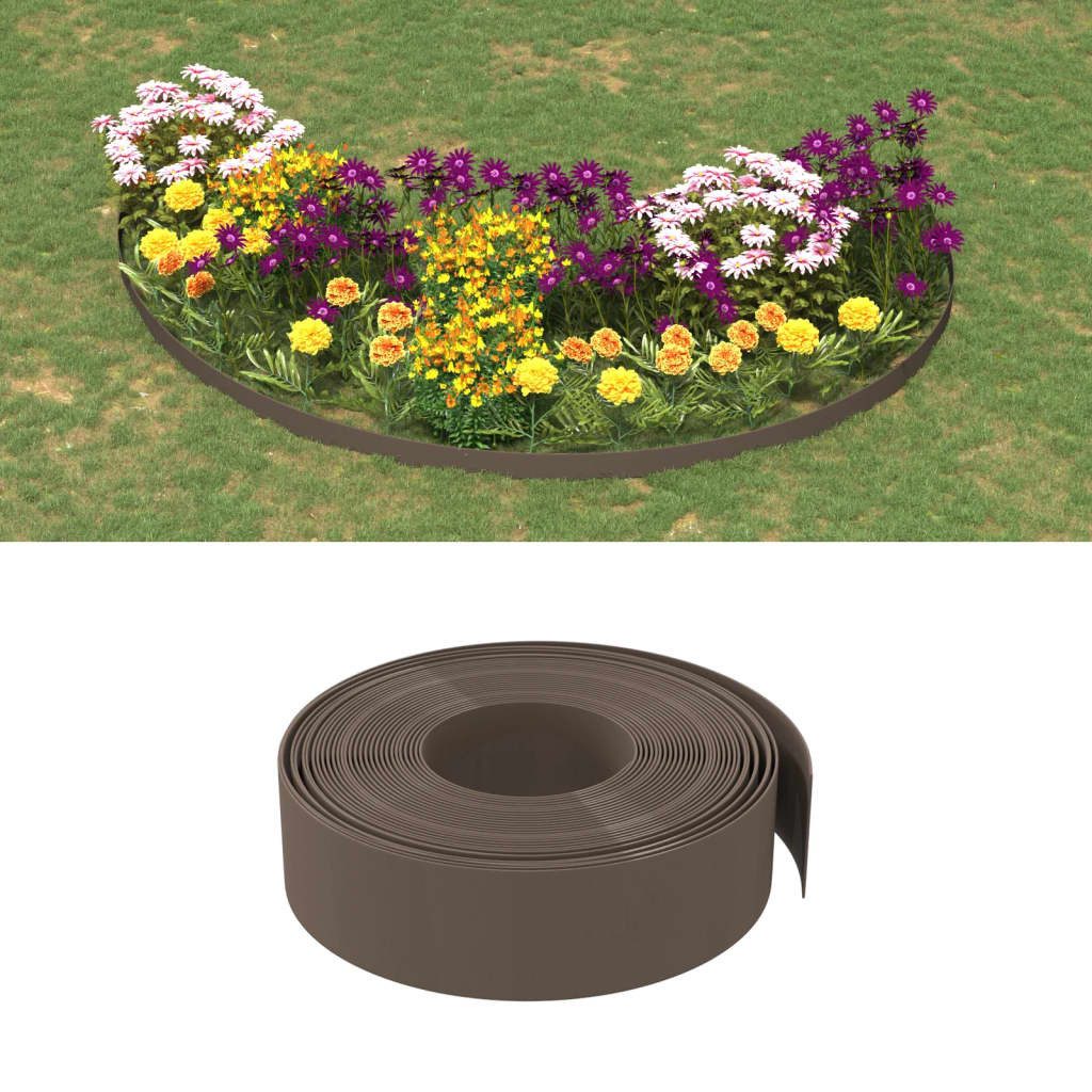 vidaXL Beetumrandung Rasenkanten 4 Stk. Braun 10 m 15 cm Polyethylen