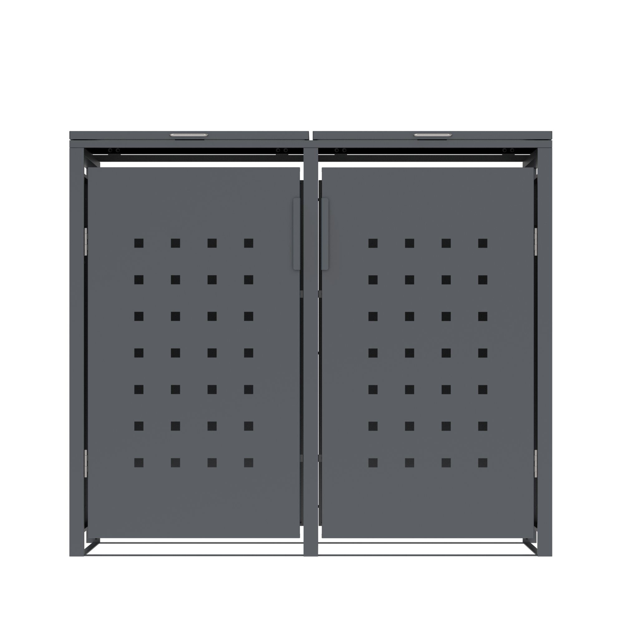 DEGAMO Mülltonnenbox TRIER, Stahl grau, für 2 Tonnen 120 oder 240 Liter