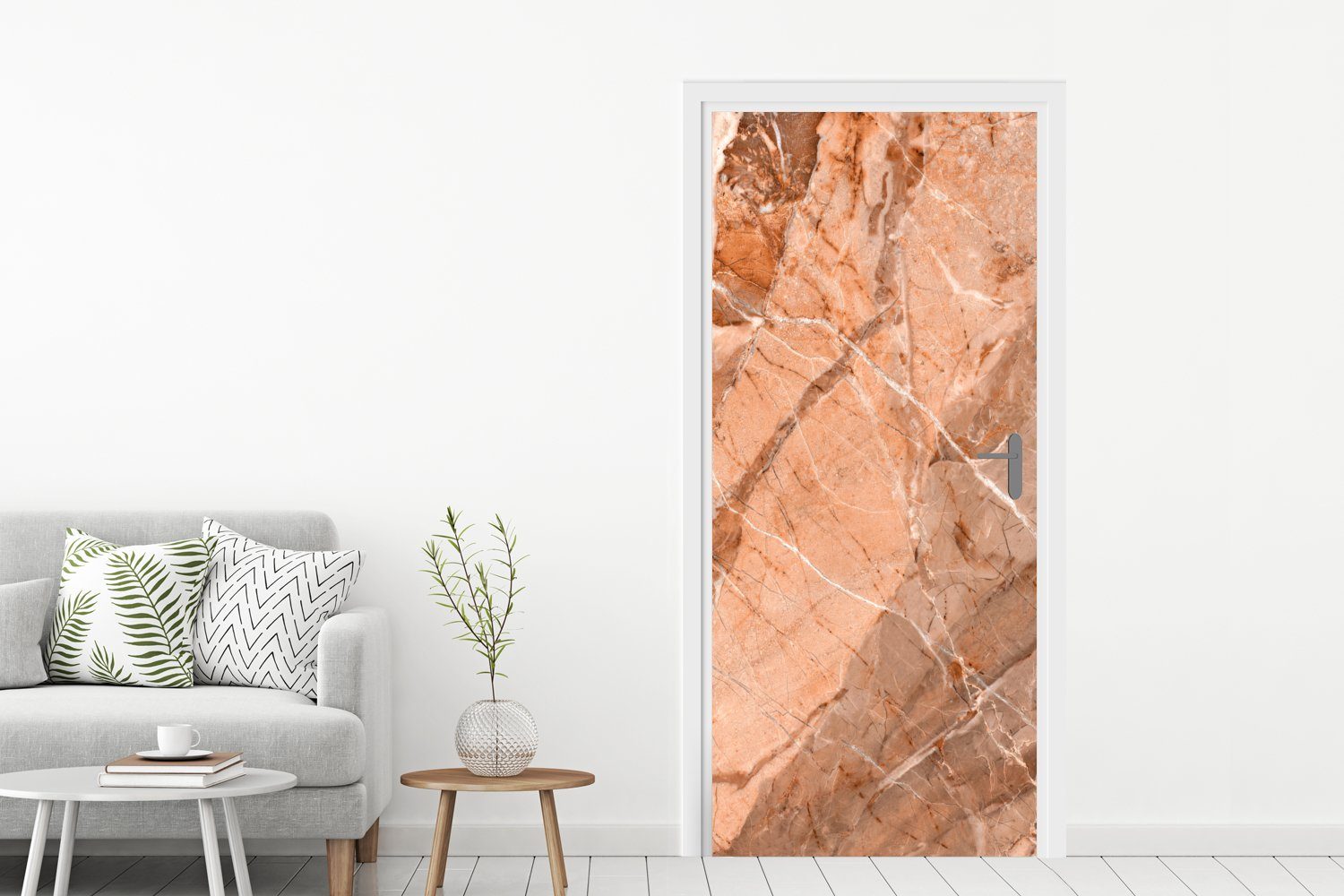 MuchoWow Türtapete Granit - Kristalle bedruckt, Matt, für Orange Tür, Fototapete 75x205 - Türaufkleber, (1 St), Weiß, cm 