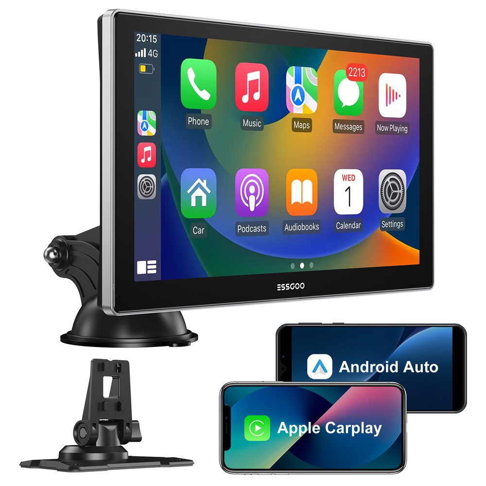 9" IPS Touchscreen Tragbares Drahtloses CarPlay Android Auto Autoradio Einbau-Navigationsgerät